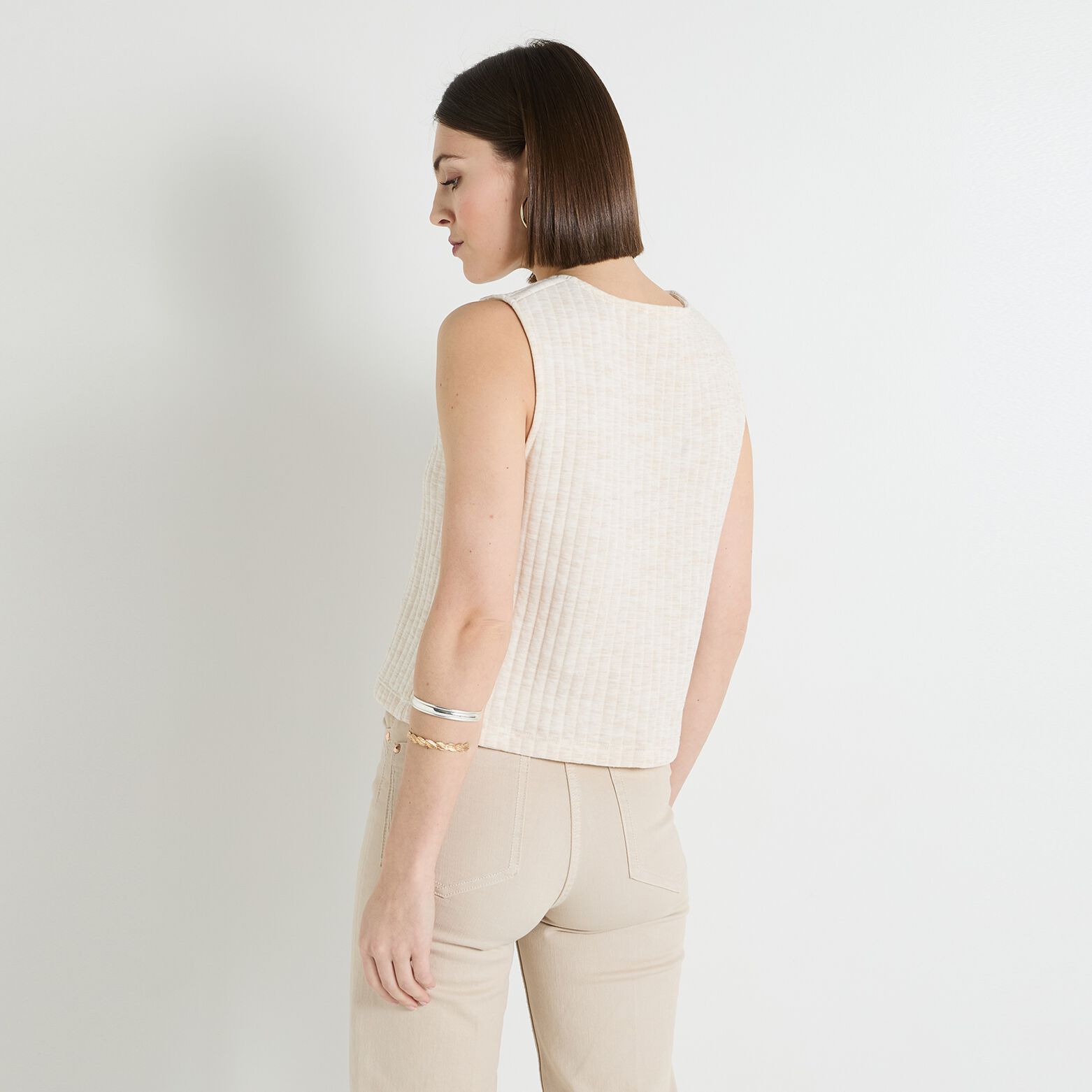 Gilet côtelé sans manches femme