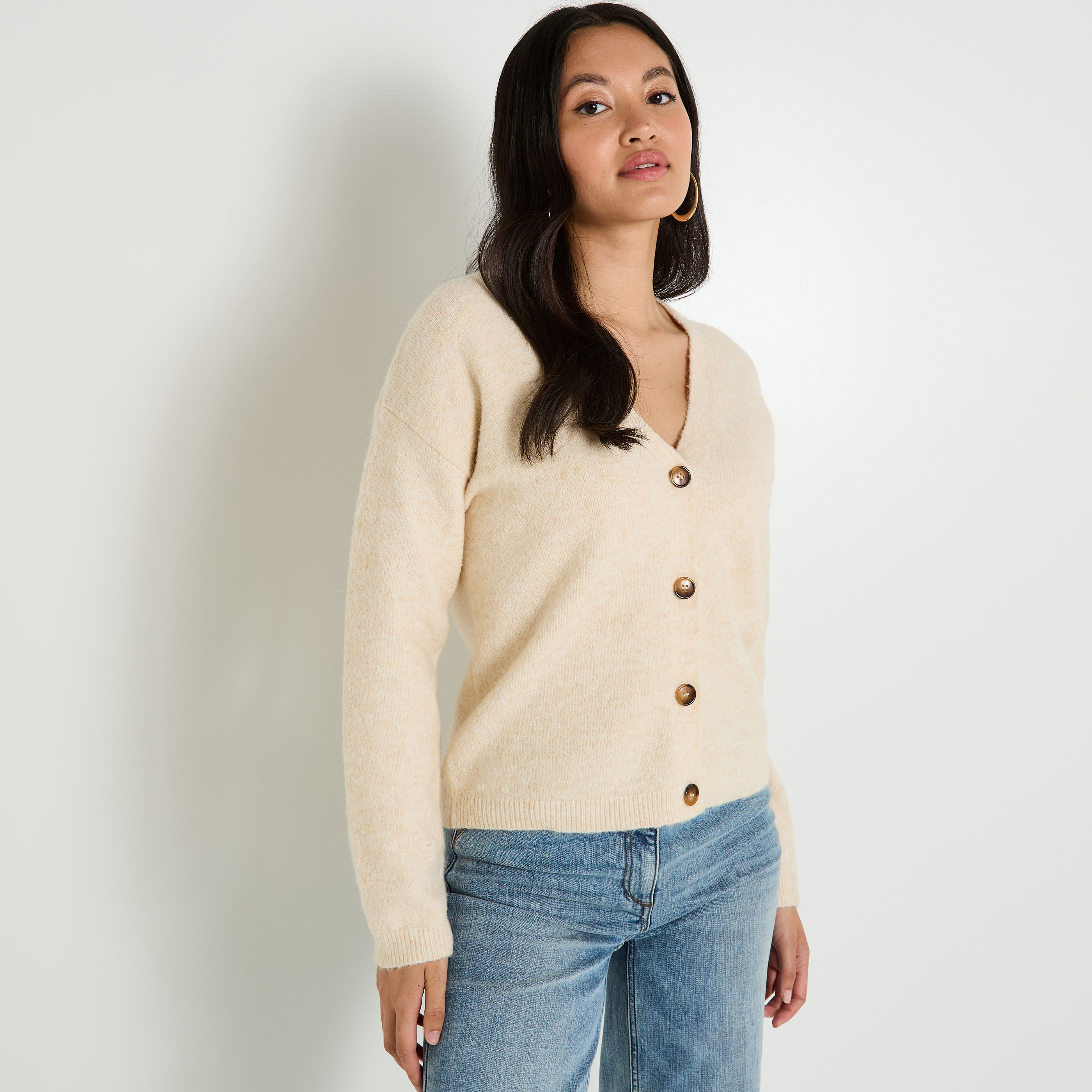 Gilet boutonn&eacute; col V femme