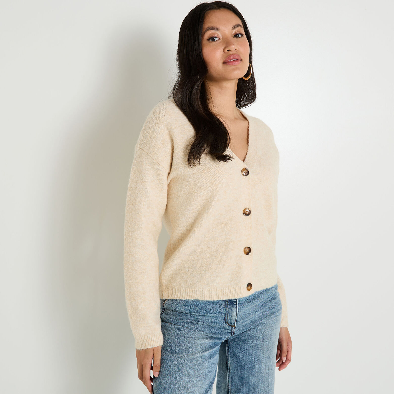 Gilet boutonné col V femme