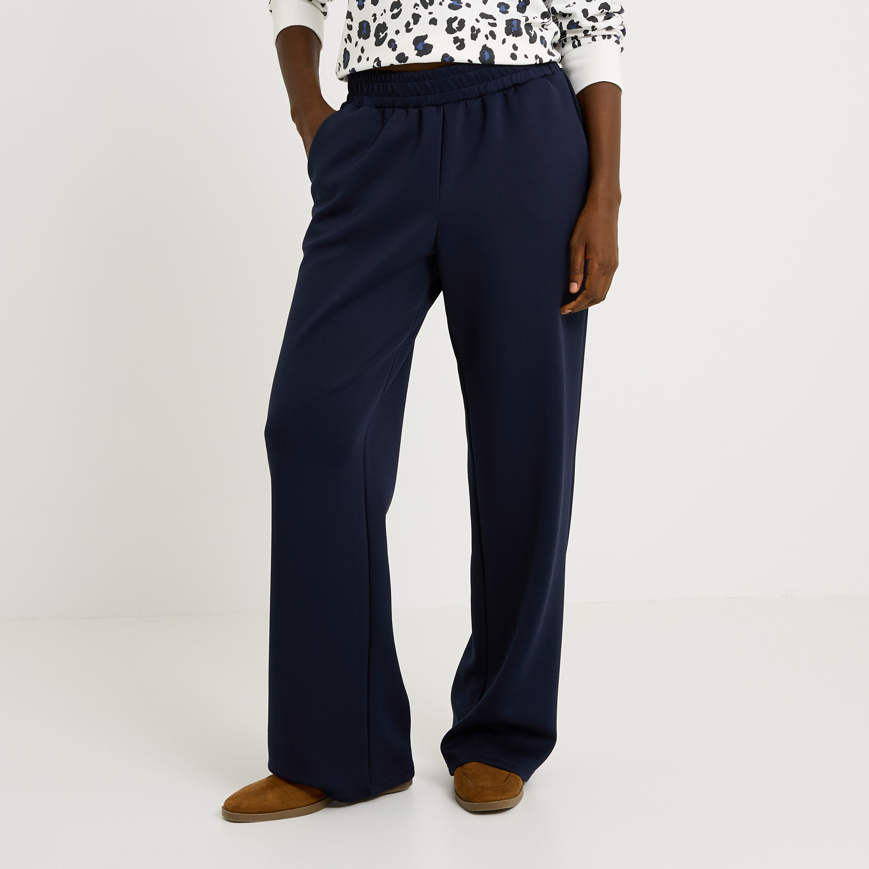 Pantalon large en maille femme