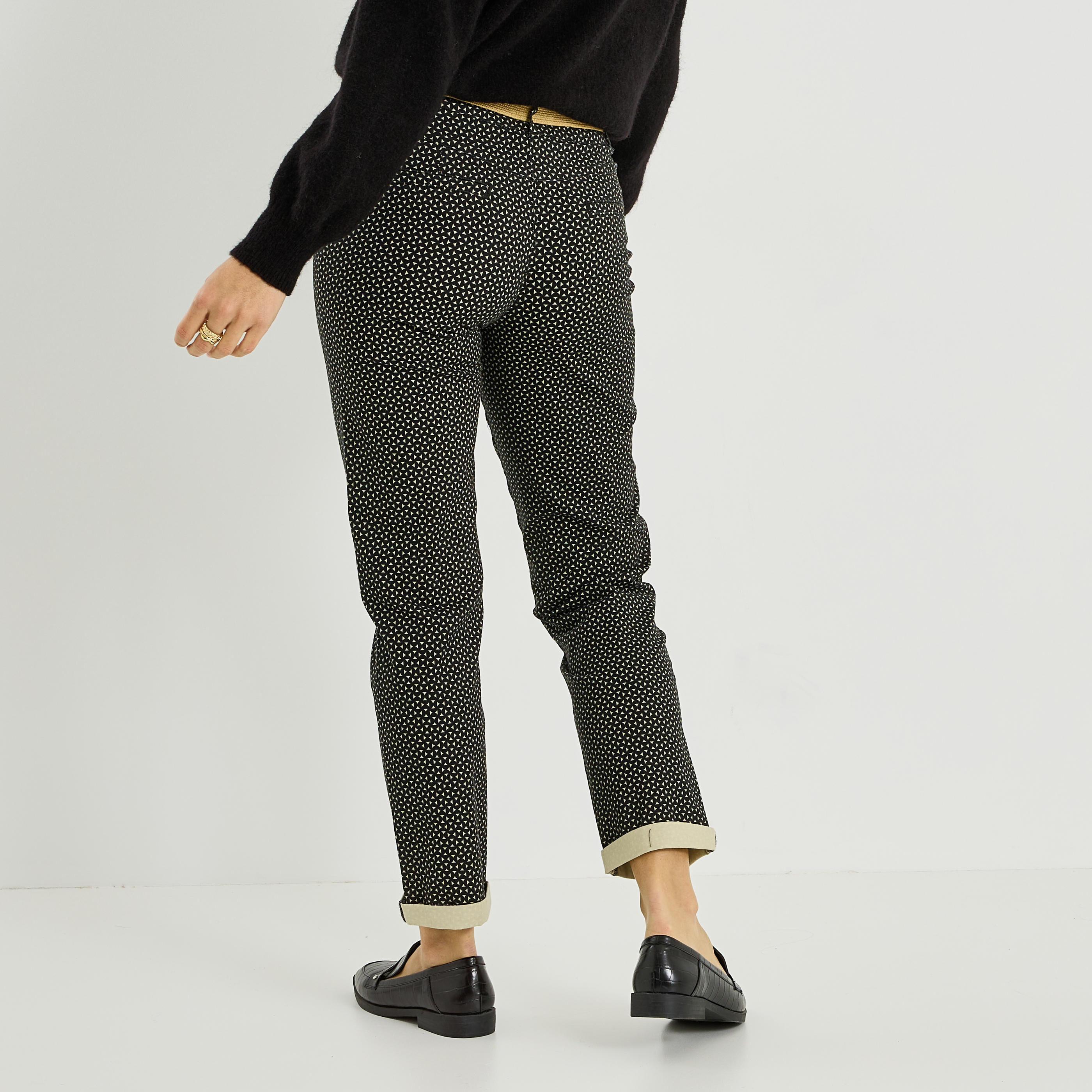 Pantalon chino imprim&eacute; femme