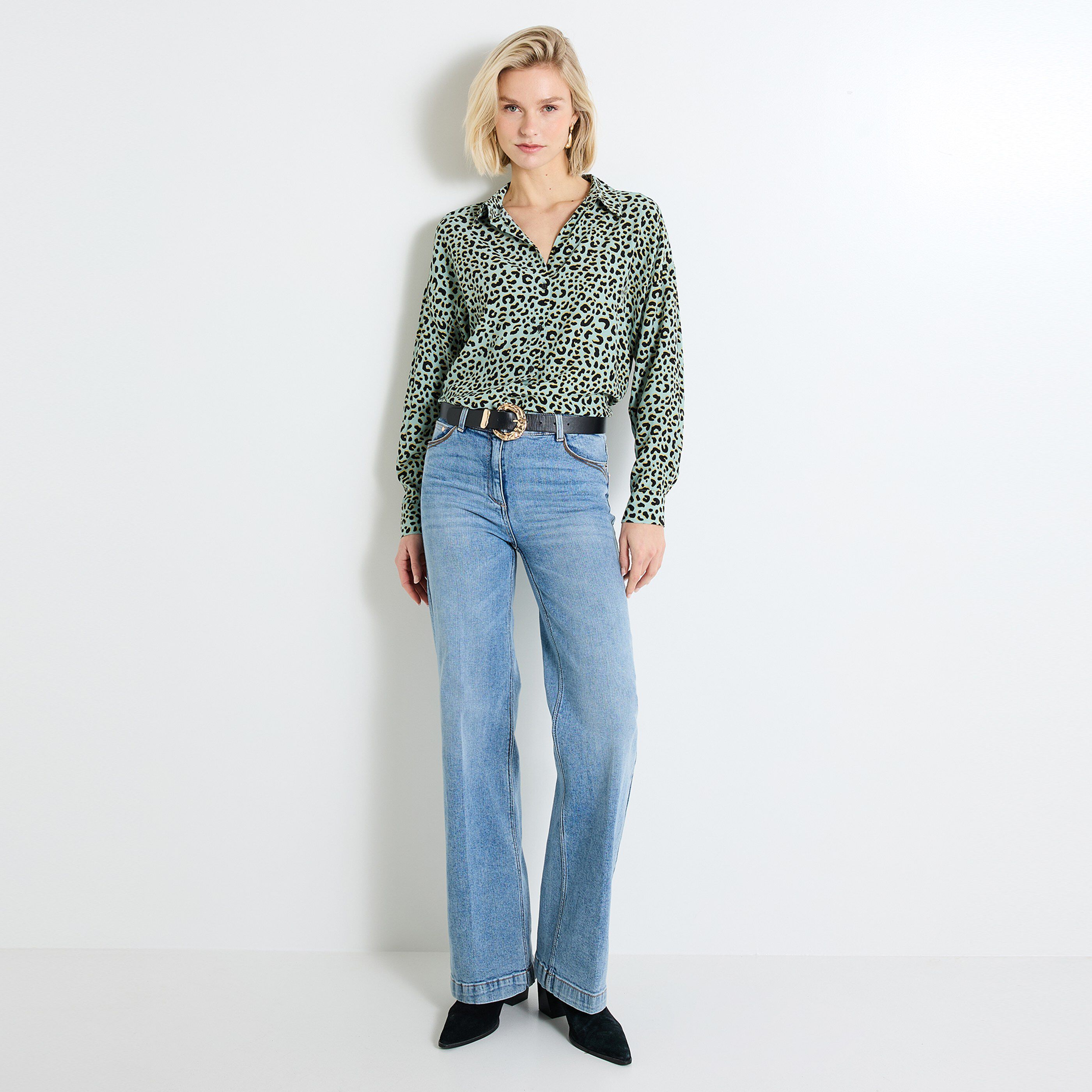 Chemise imprim&eacute; l&eacute;opard femme