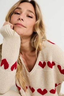 Pull loose col V femme