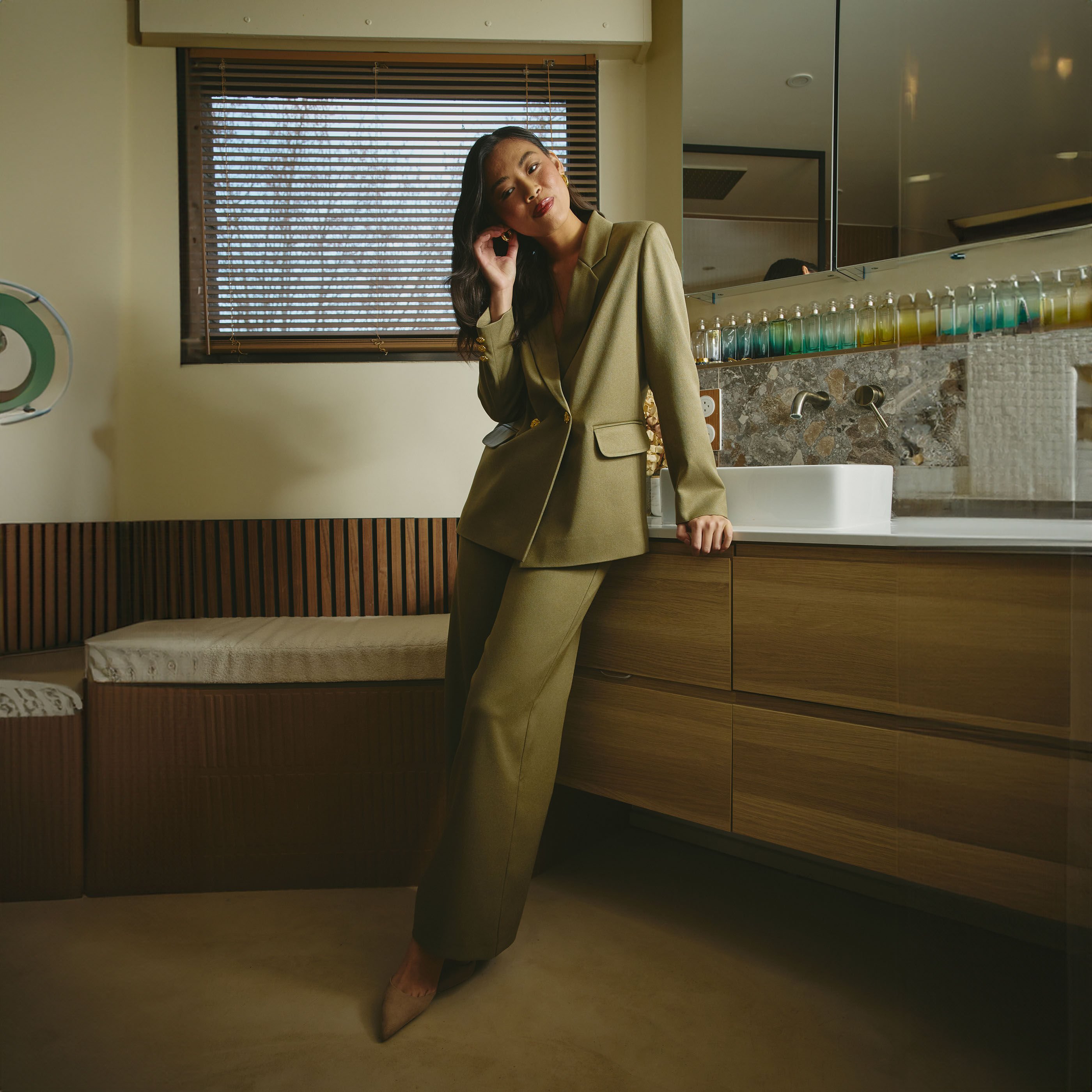 Pantalon tailleur large femme