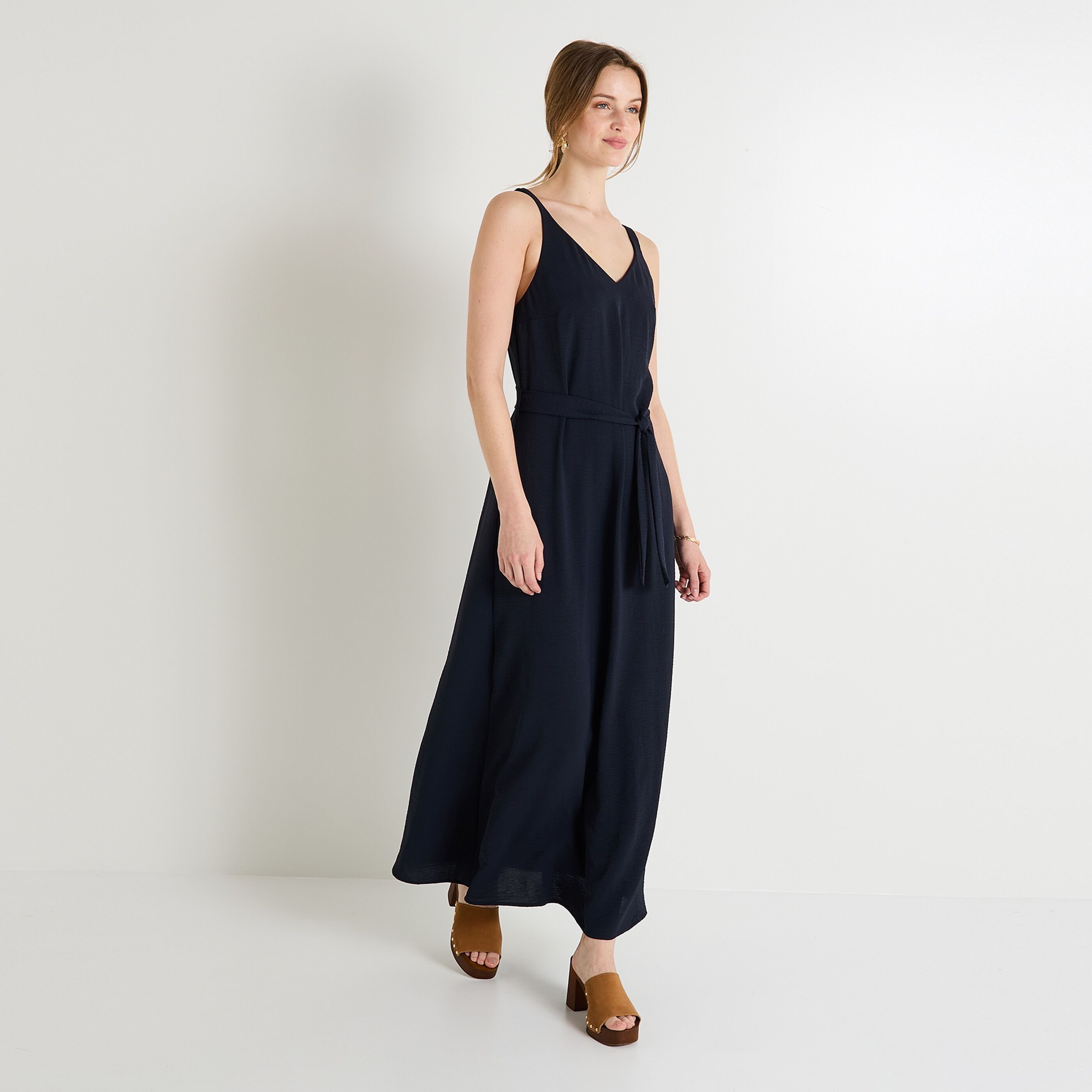 Robe longue fluide unie