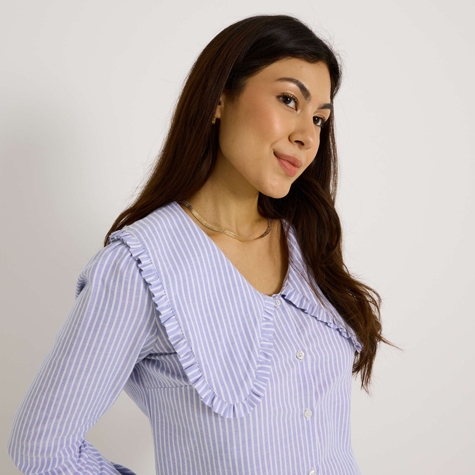 Chemise rayée grand col femme