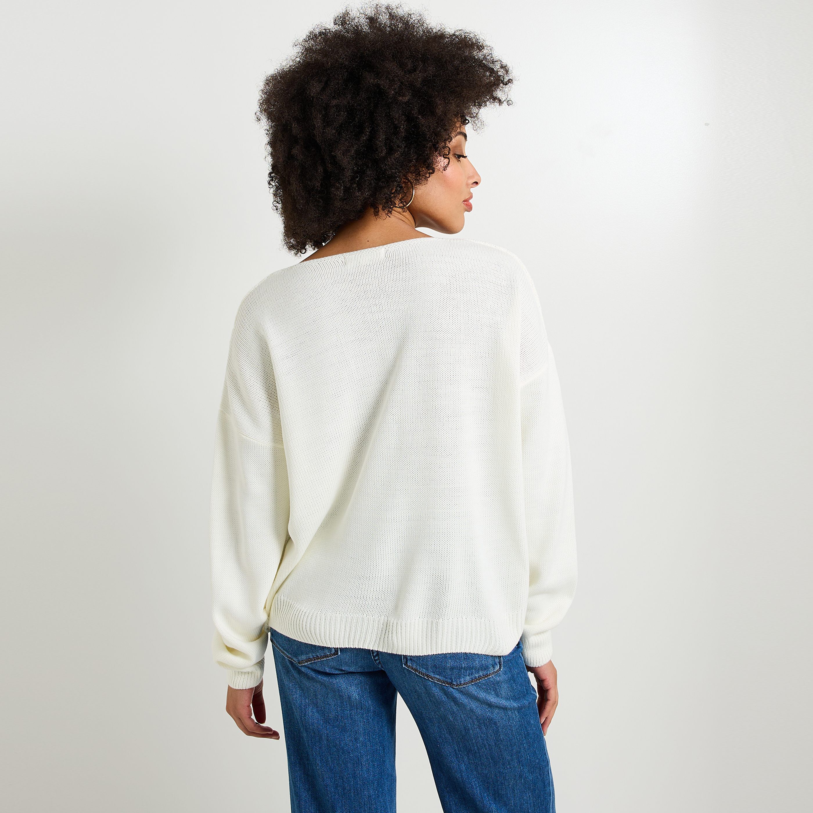 Pull col V femme