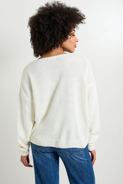 Pull col V femme