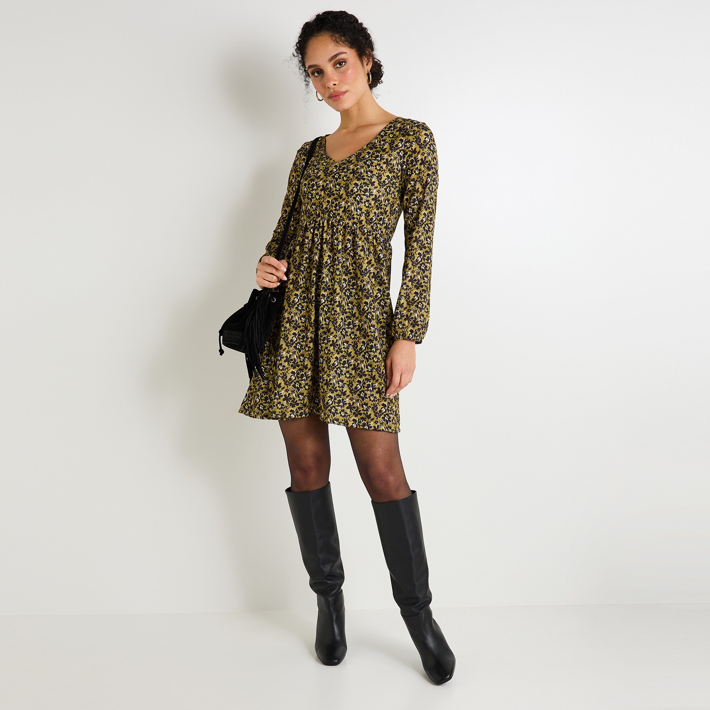 Robe maille imprim&eacute;e femme