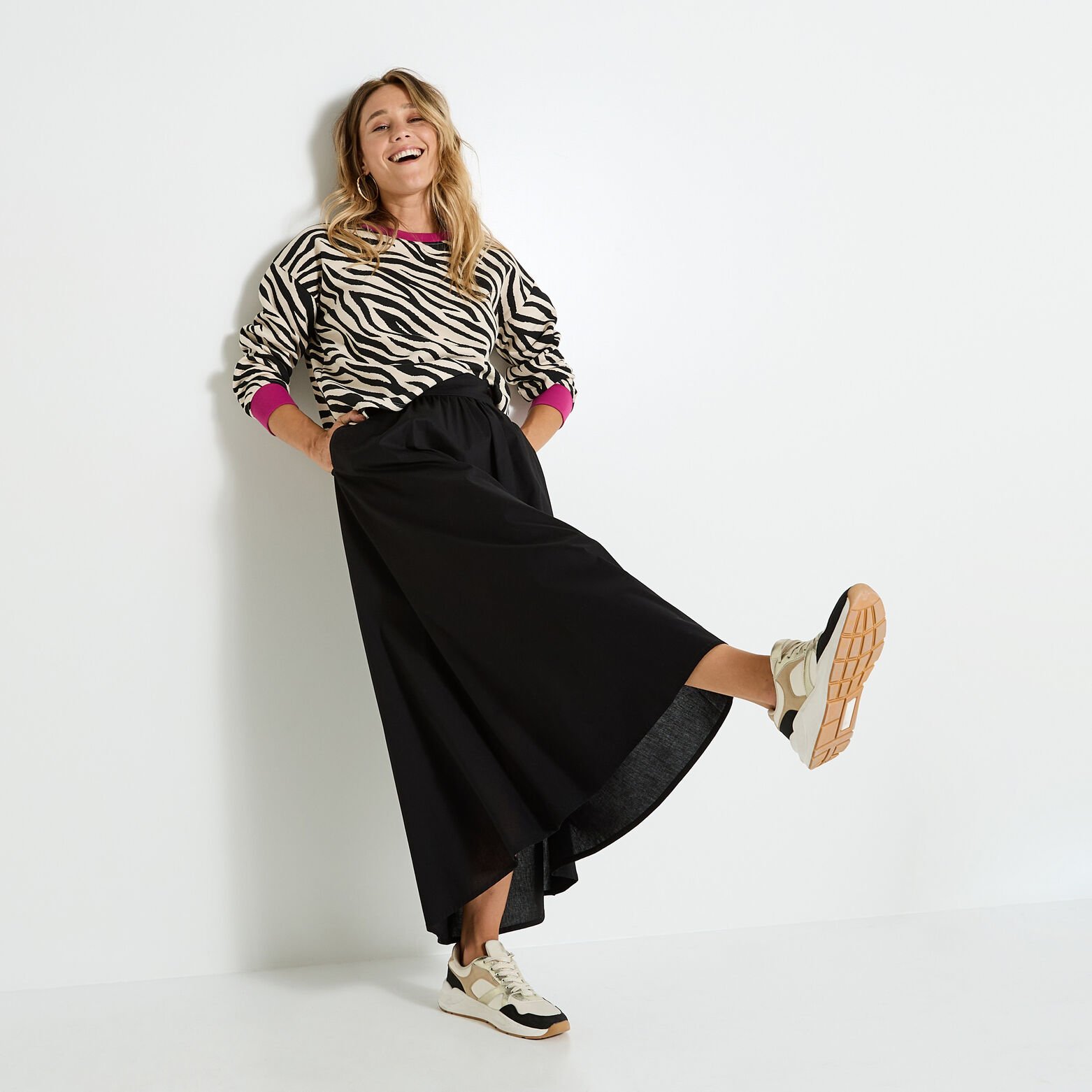 Sweat imprimé zébré femme