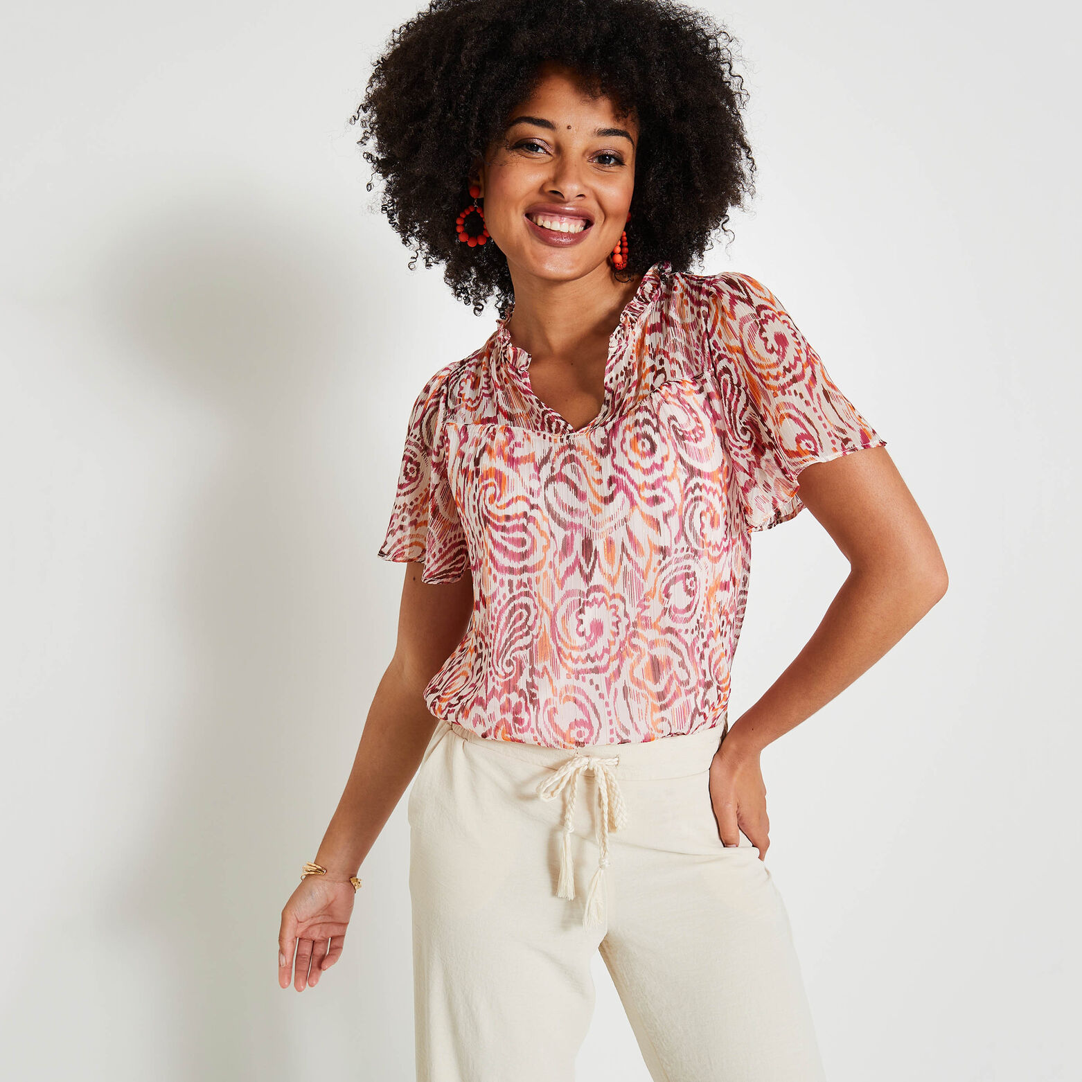 Blouse col V femme