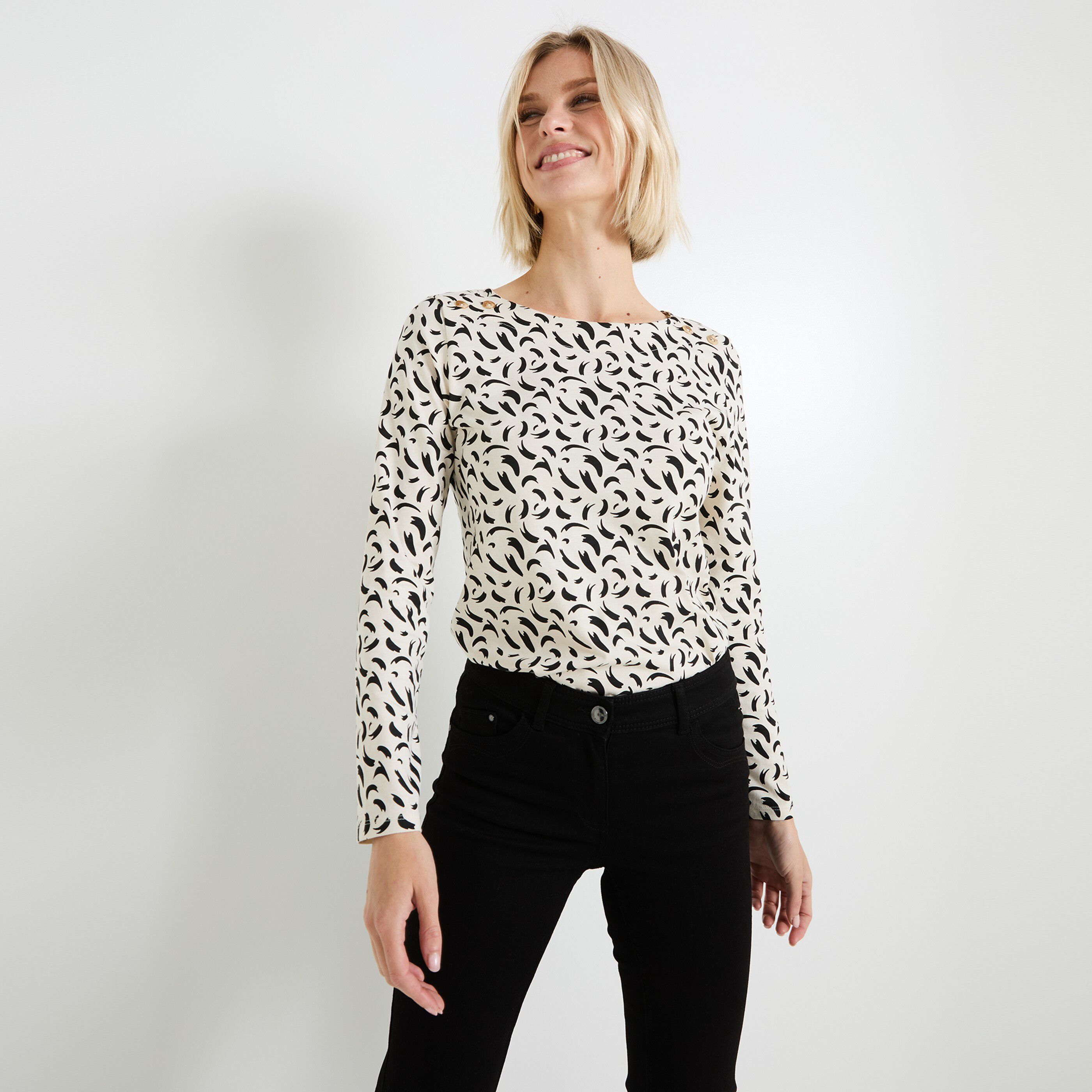 T shirt col bateau femme