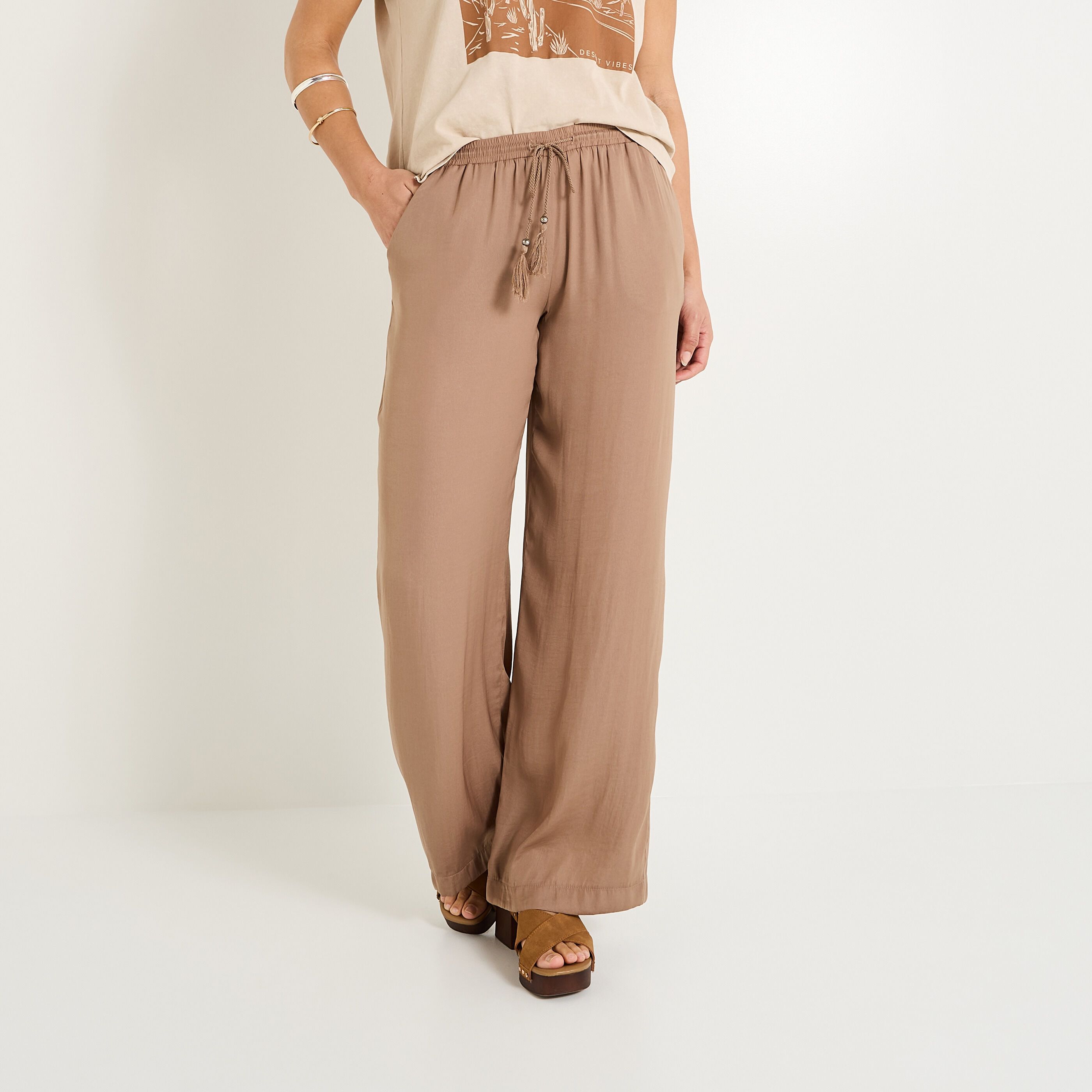 Pantalon large fluide femme