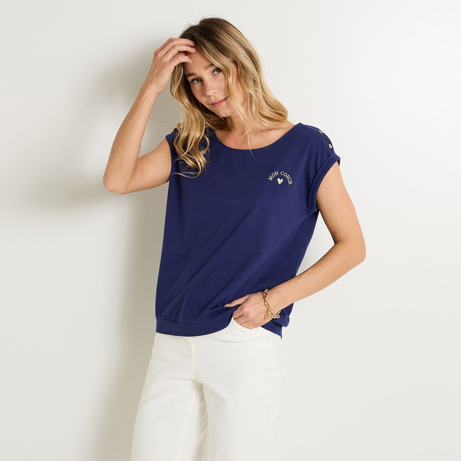 T-shirt col bateau femme