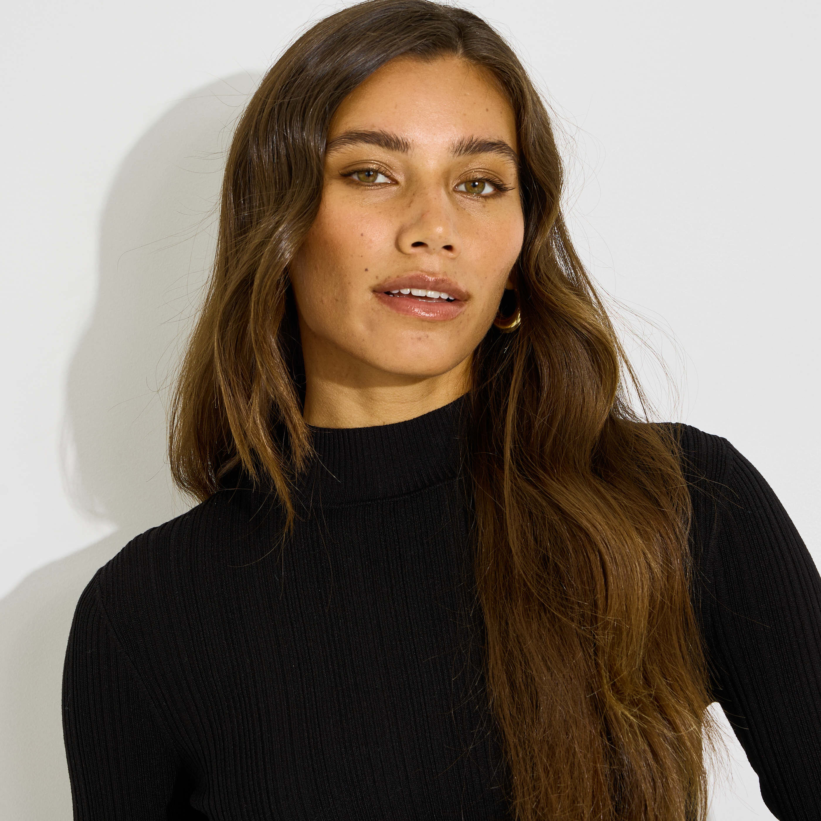 Pull col montant maille c&ocirc;tel&eacute;e femme