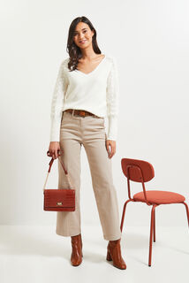 Pull col V femme