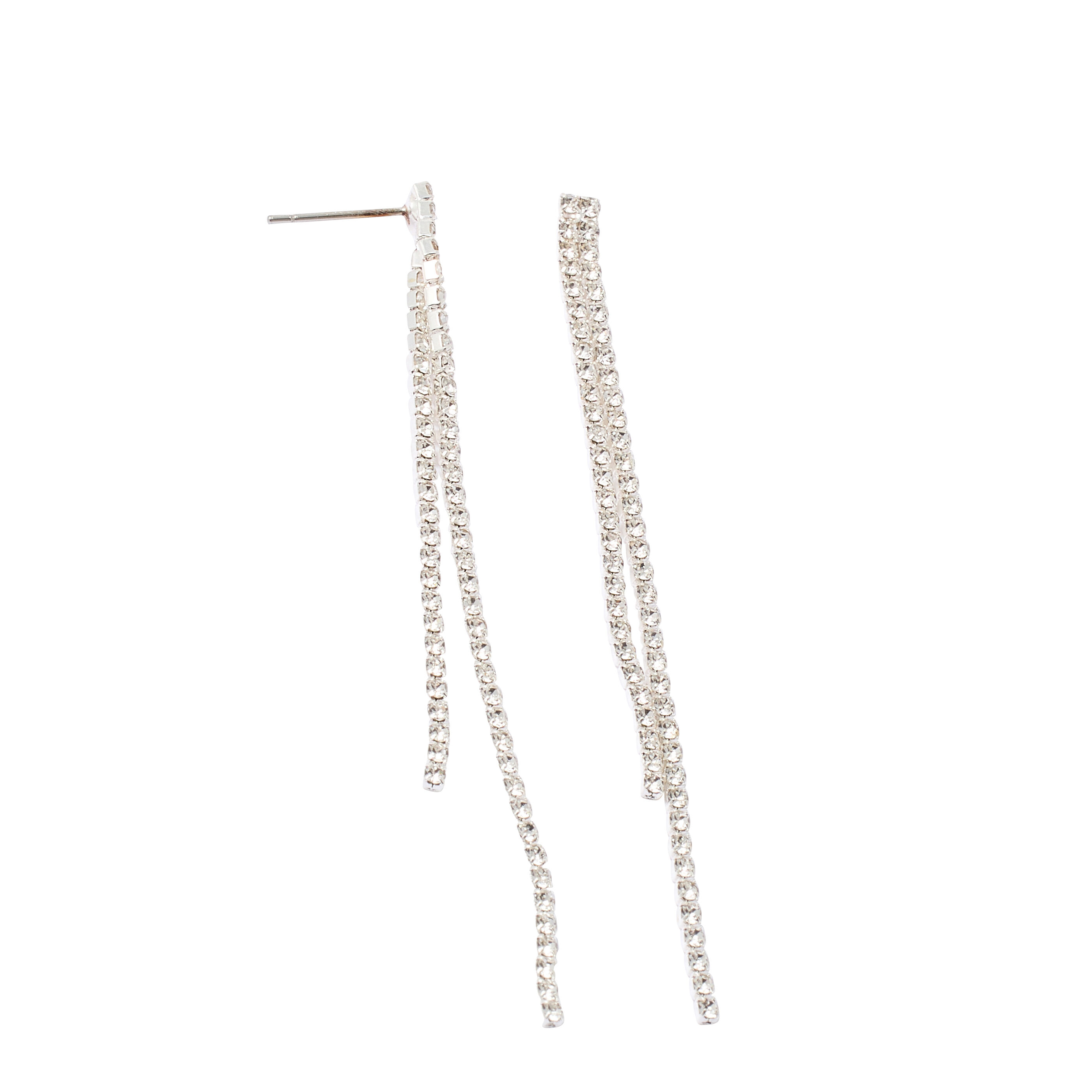 Boucles d'oreilles deux rangs strass&eacute;s