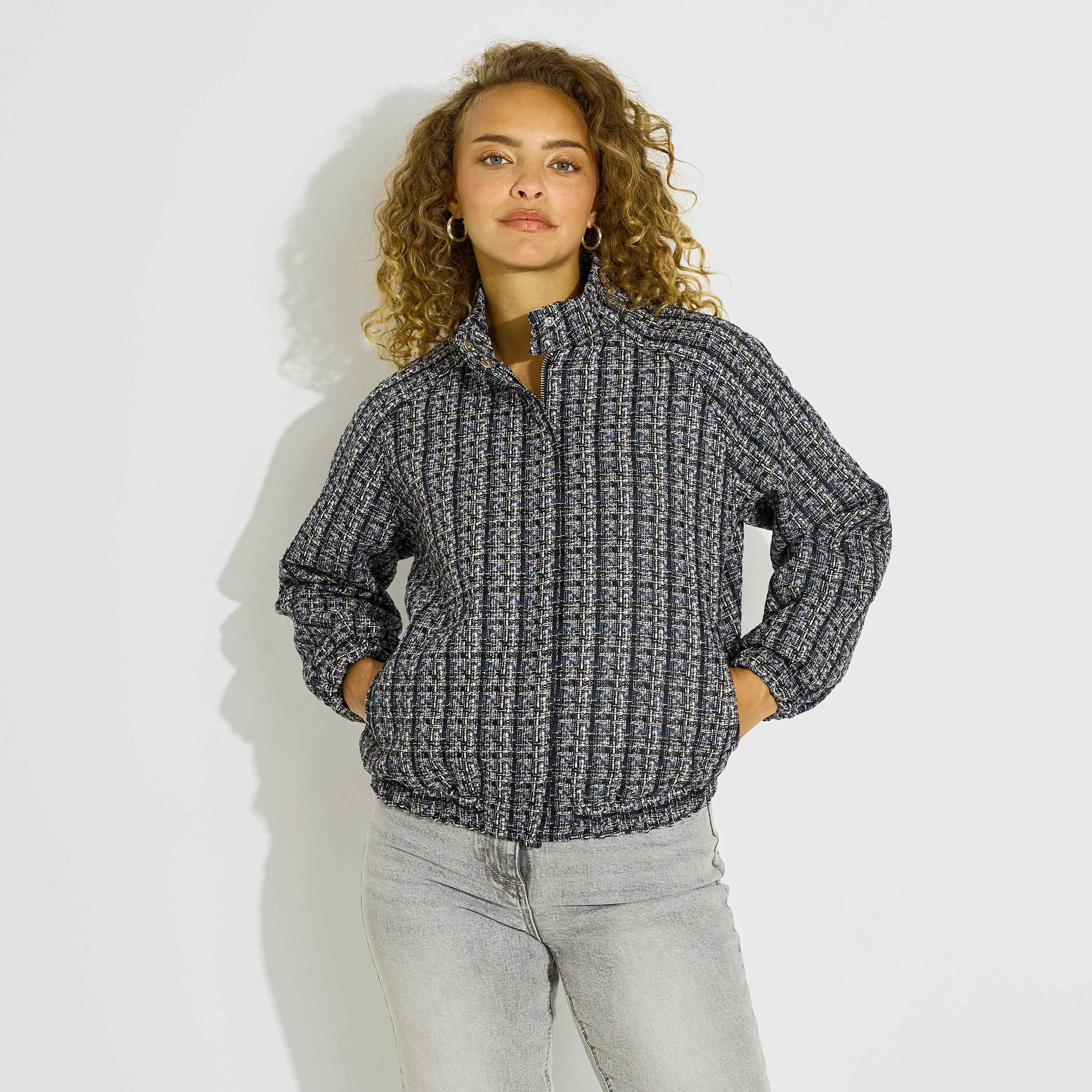 Veste bomber en tweed femme