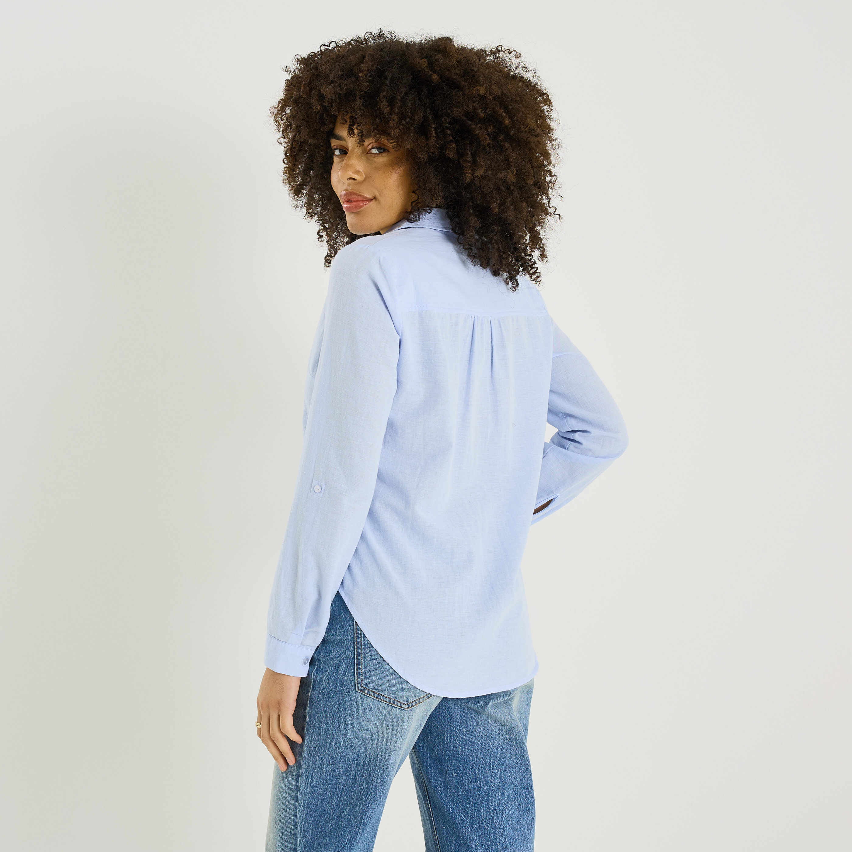 Vareuse unie en lin m&eacute;lang&eacute; femme