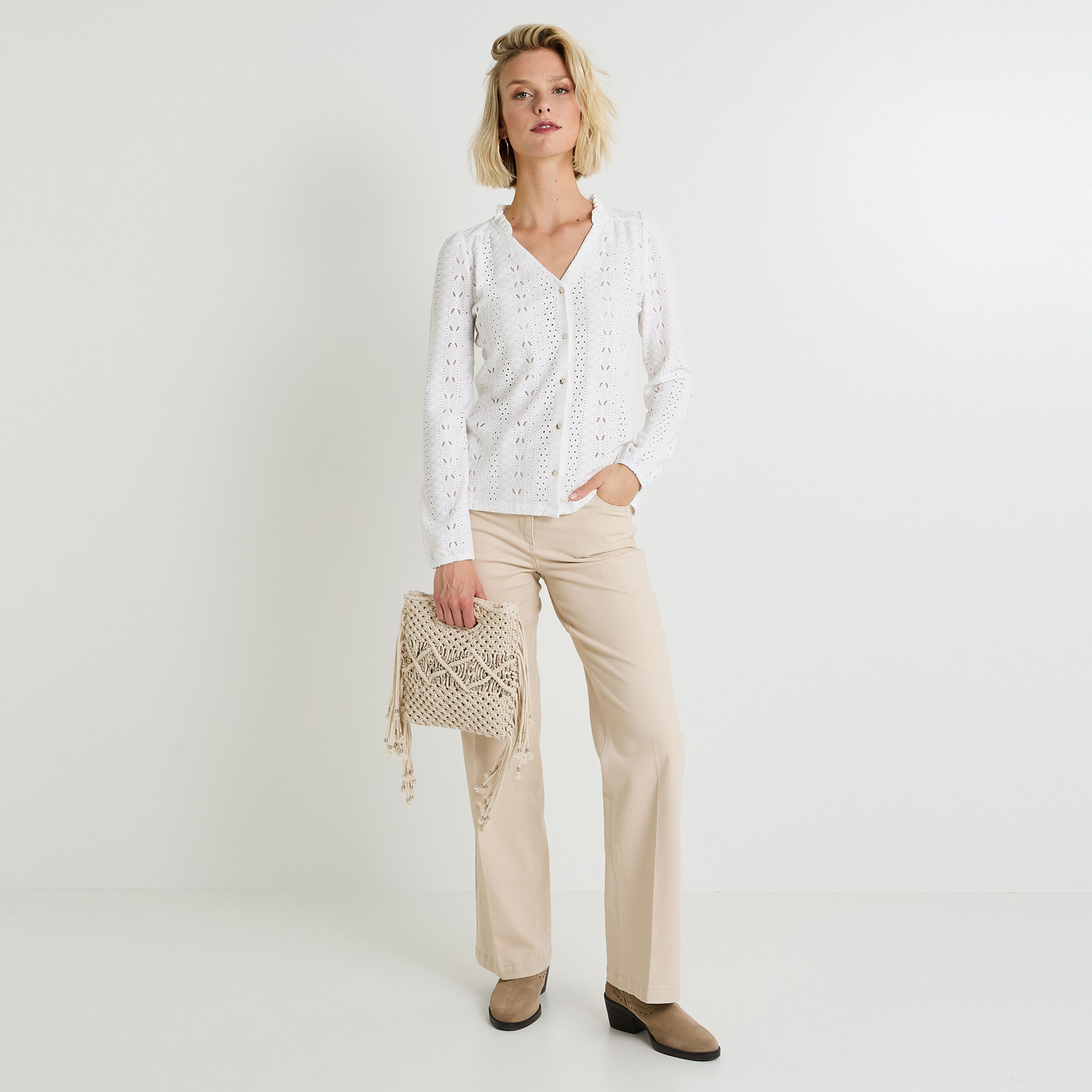 Chemisier col V femme