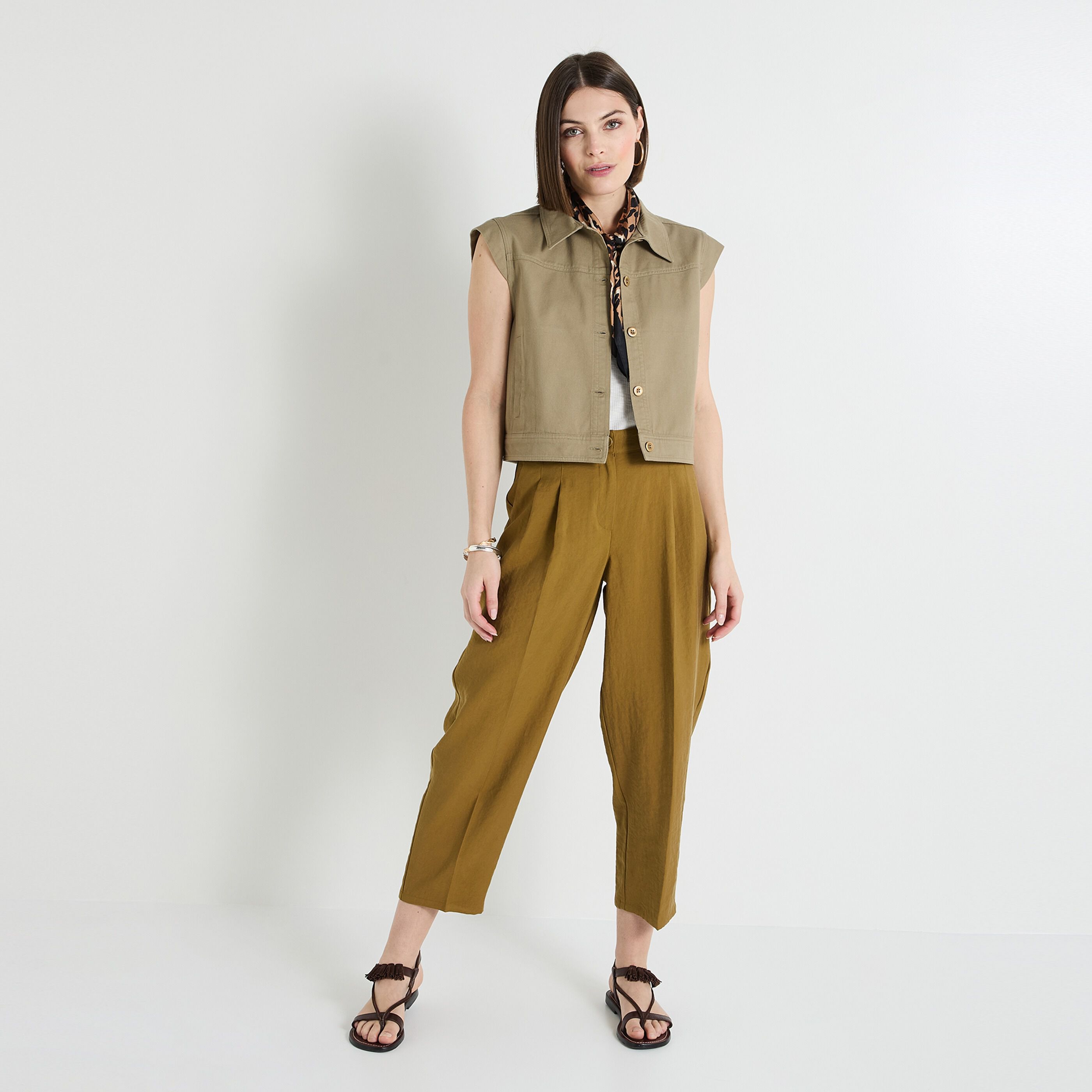 Veste denim sans manches femme