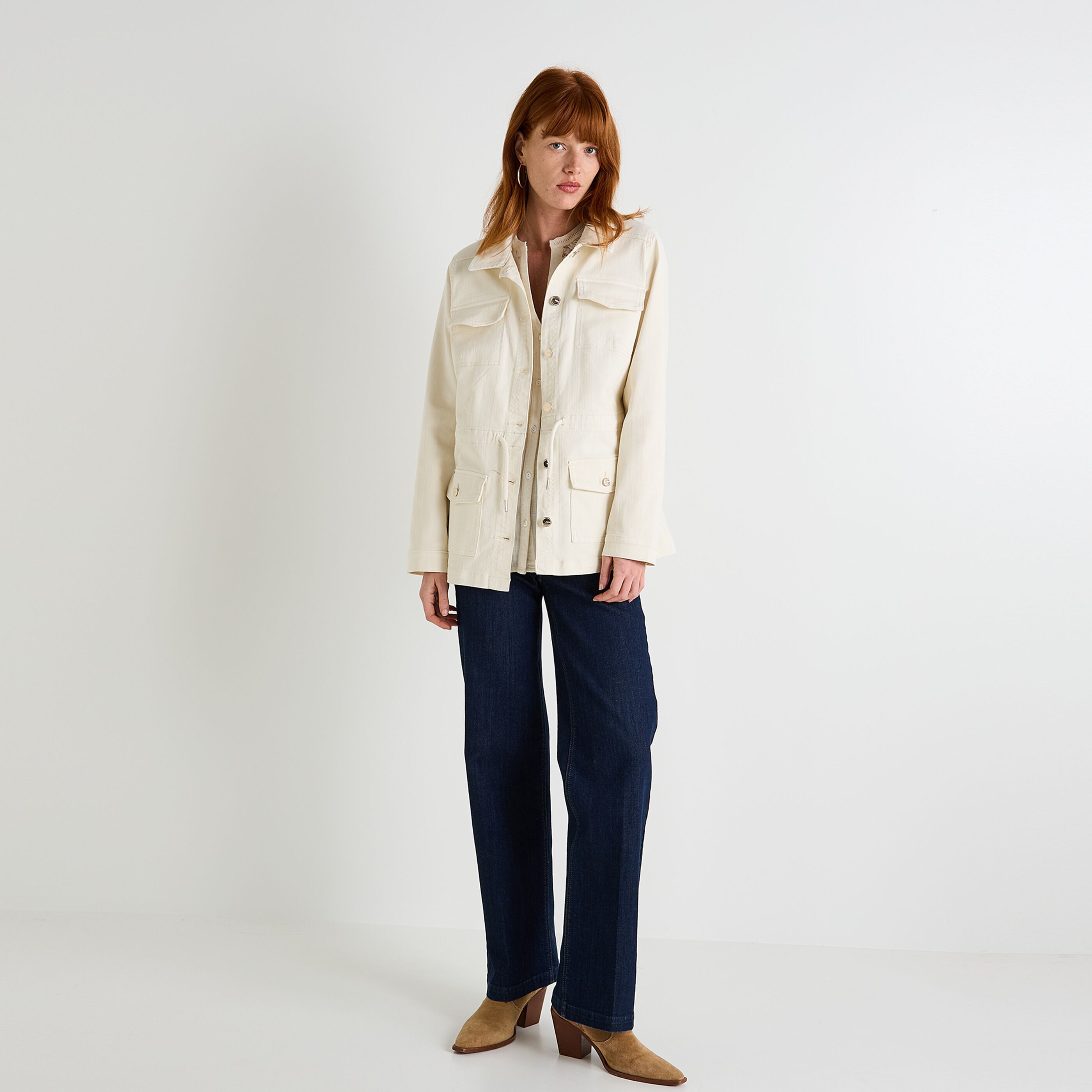 Veste saharienne denim femme