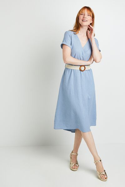 Robe rayée ceinturée femme
