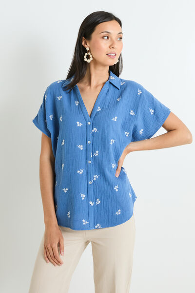 Chemise brodée femme