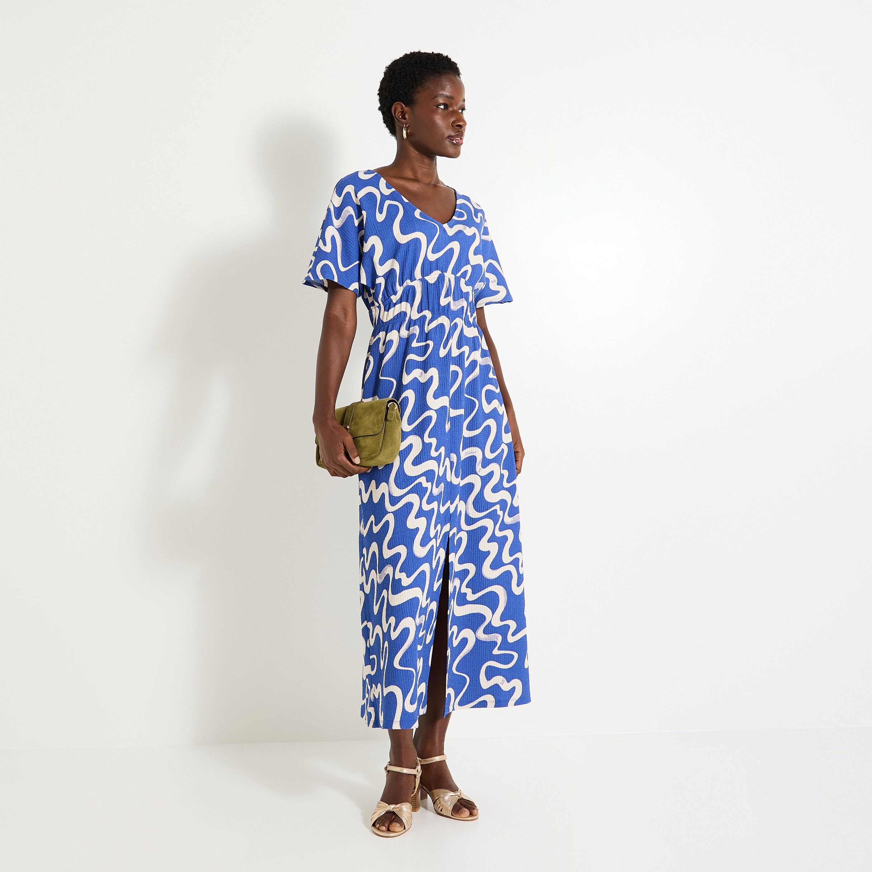 Robe longue en maille femme