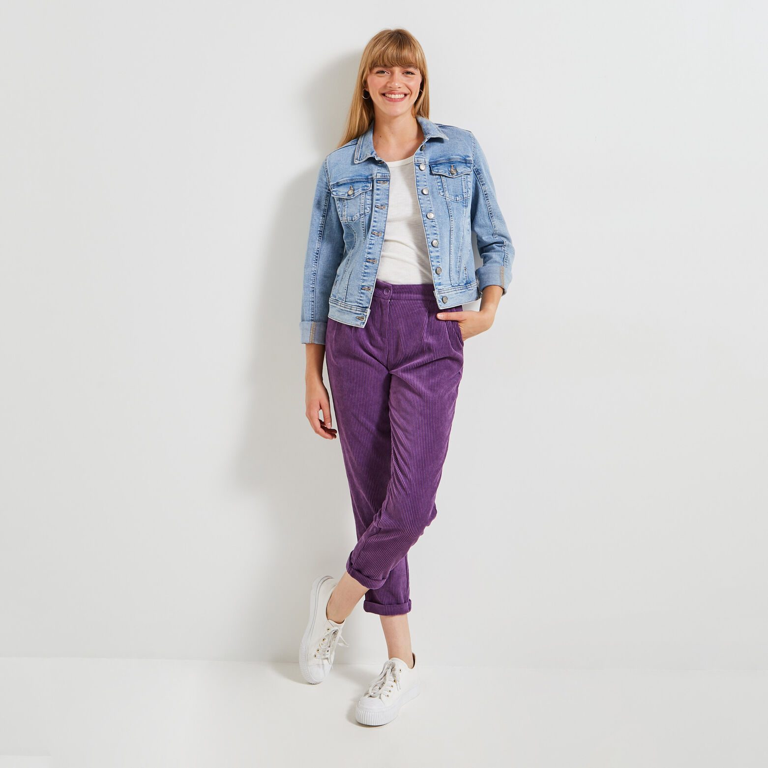 pantalon velours côtelé femme