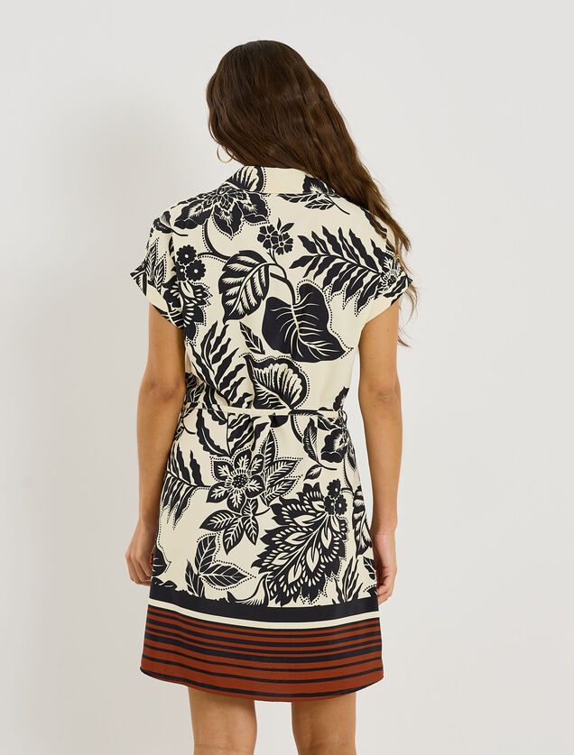 Robe courte fluide imprim&eacute; floral
