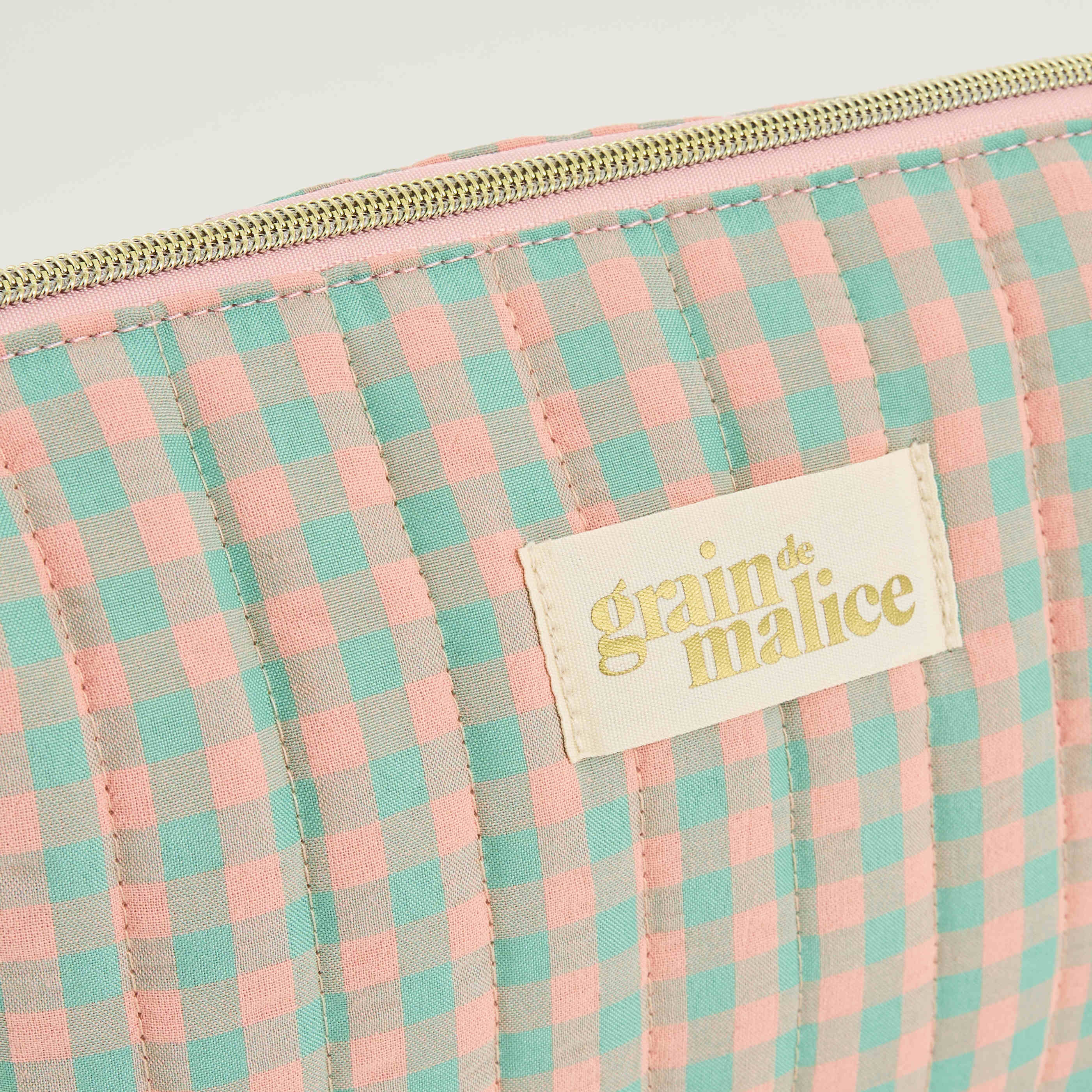 Trousse de toilette en tissu vichy femme