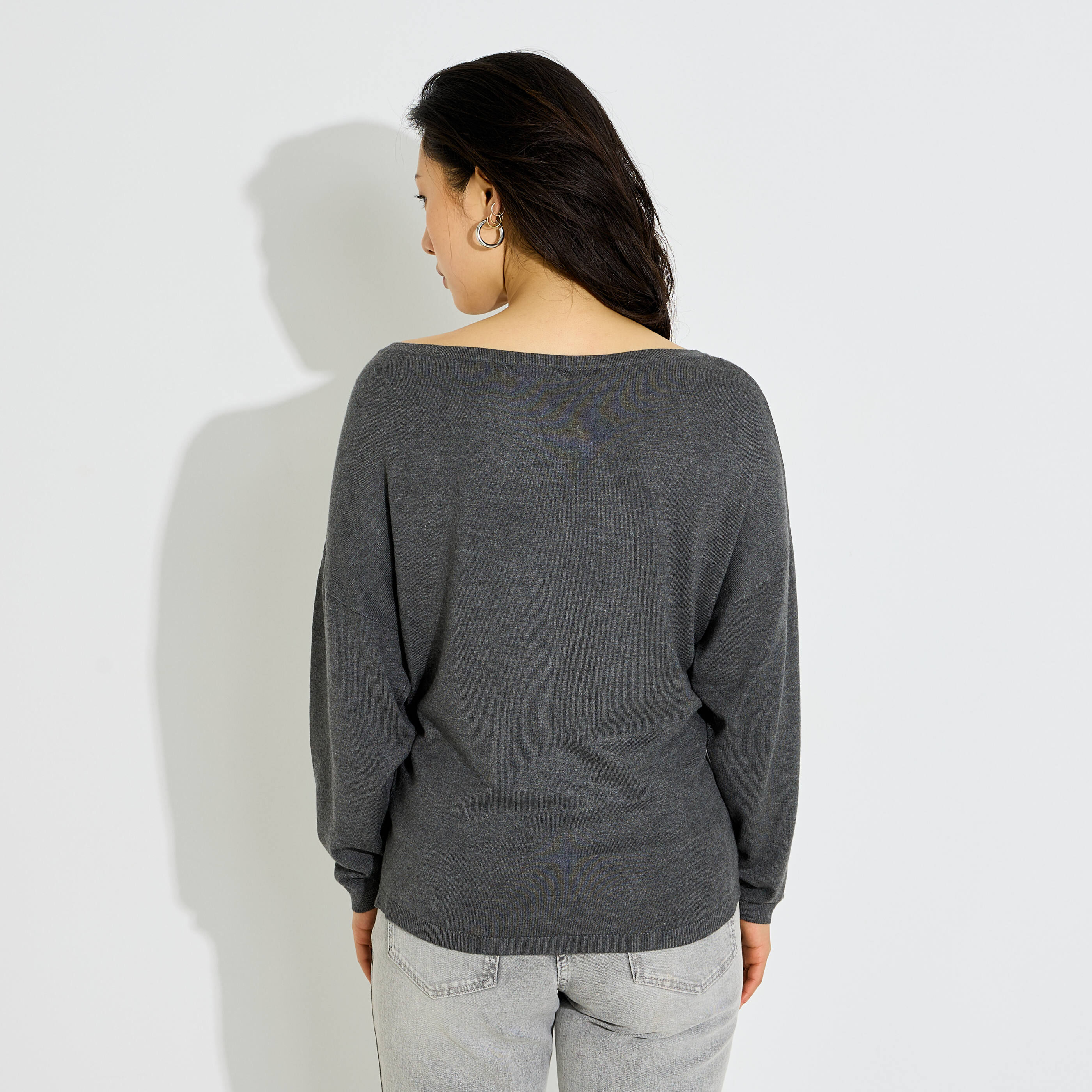 Pull fin col bateau &agrave; strass femme