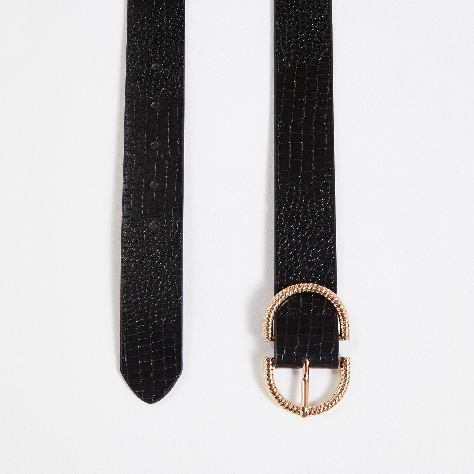 Ceinture noire effet croco femme