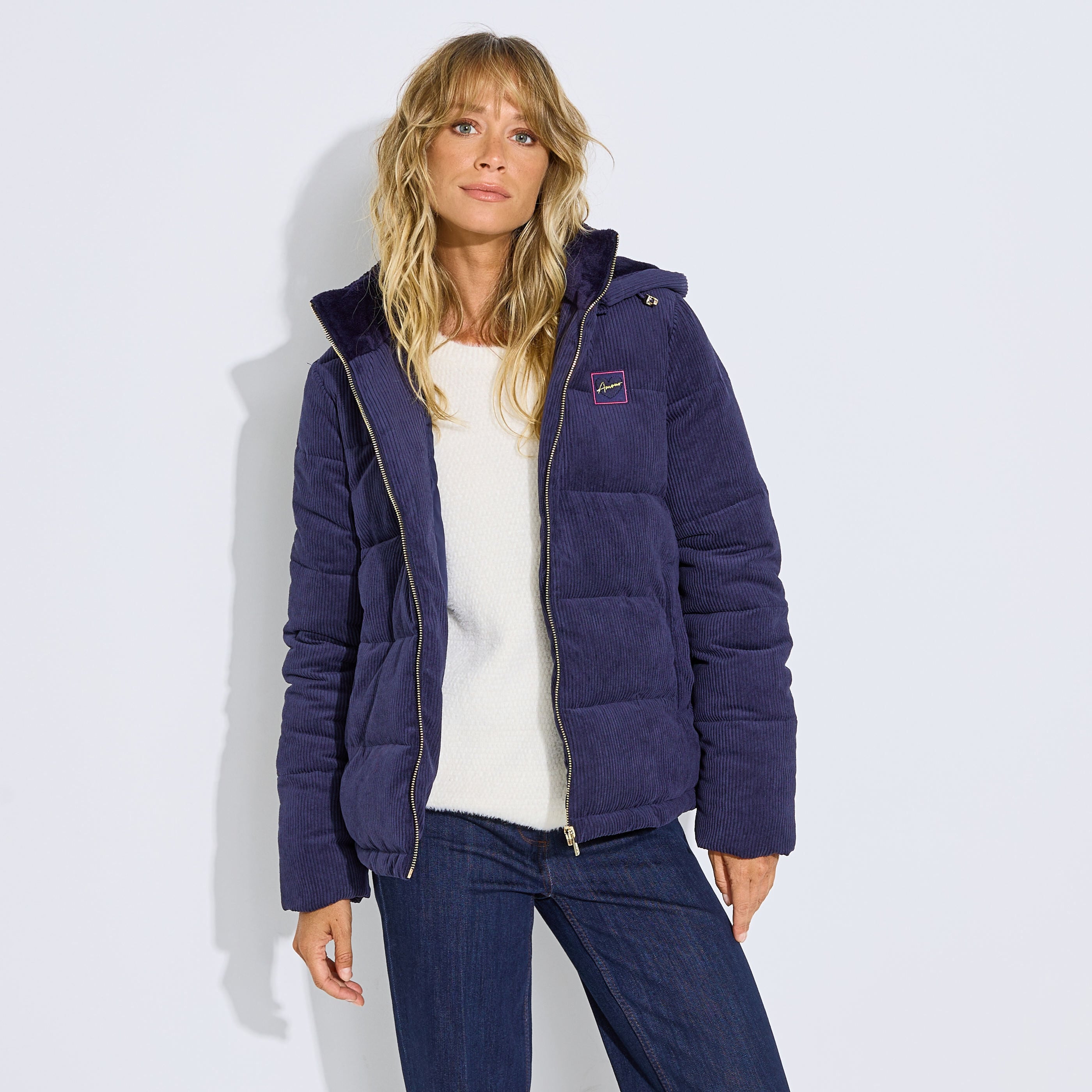 Doudoune courte velours femme