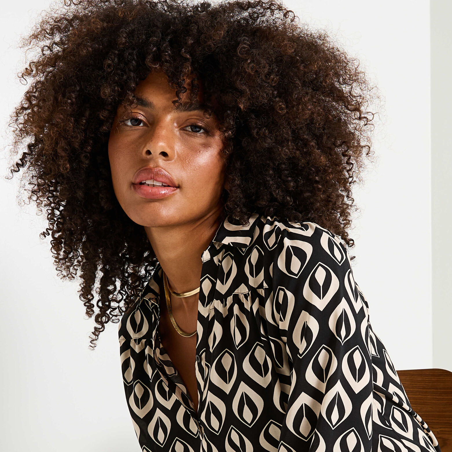 Blouse imprimée à col chemise femme
