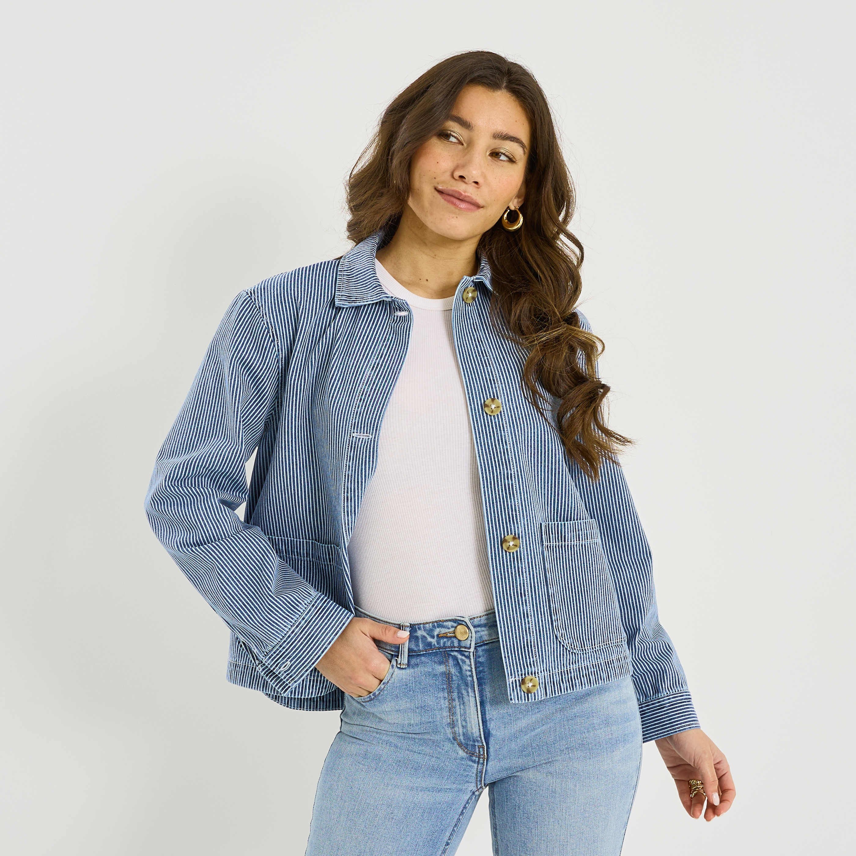 Veste &agrave; rayures verticales femme