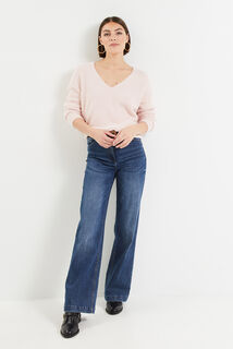 Pull col V femme