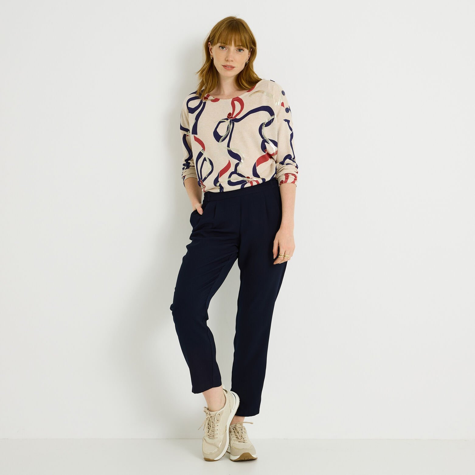 T-shirt imprimé nœud femme
