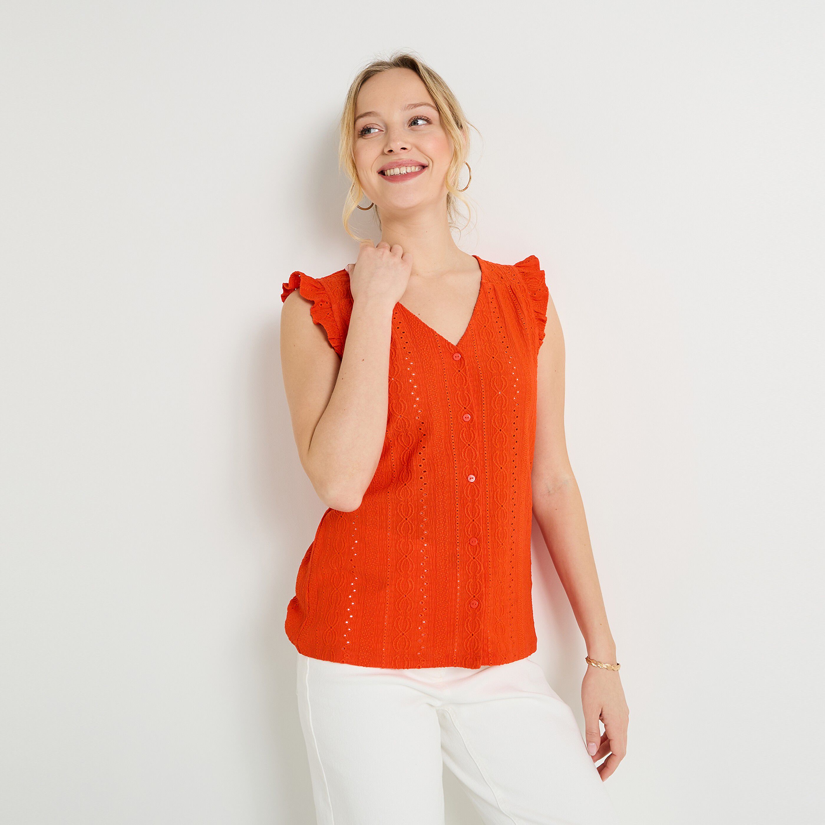 D&eacute;bardeur col V femme