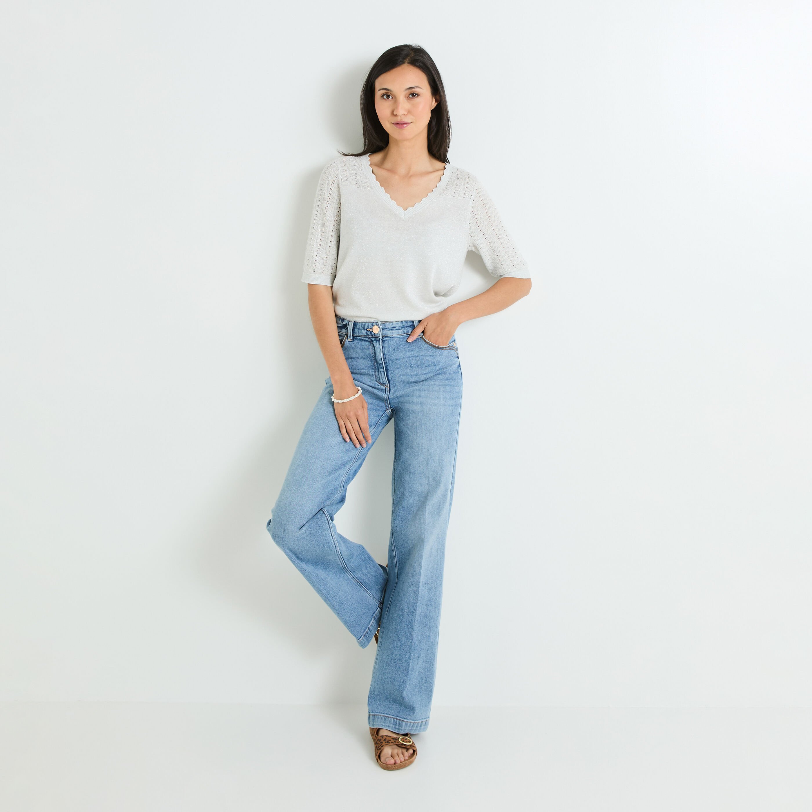 Pull manches courtes femme