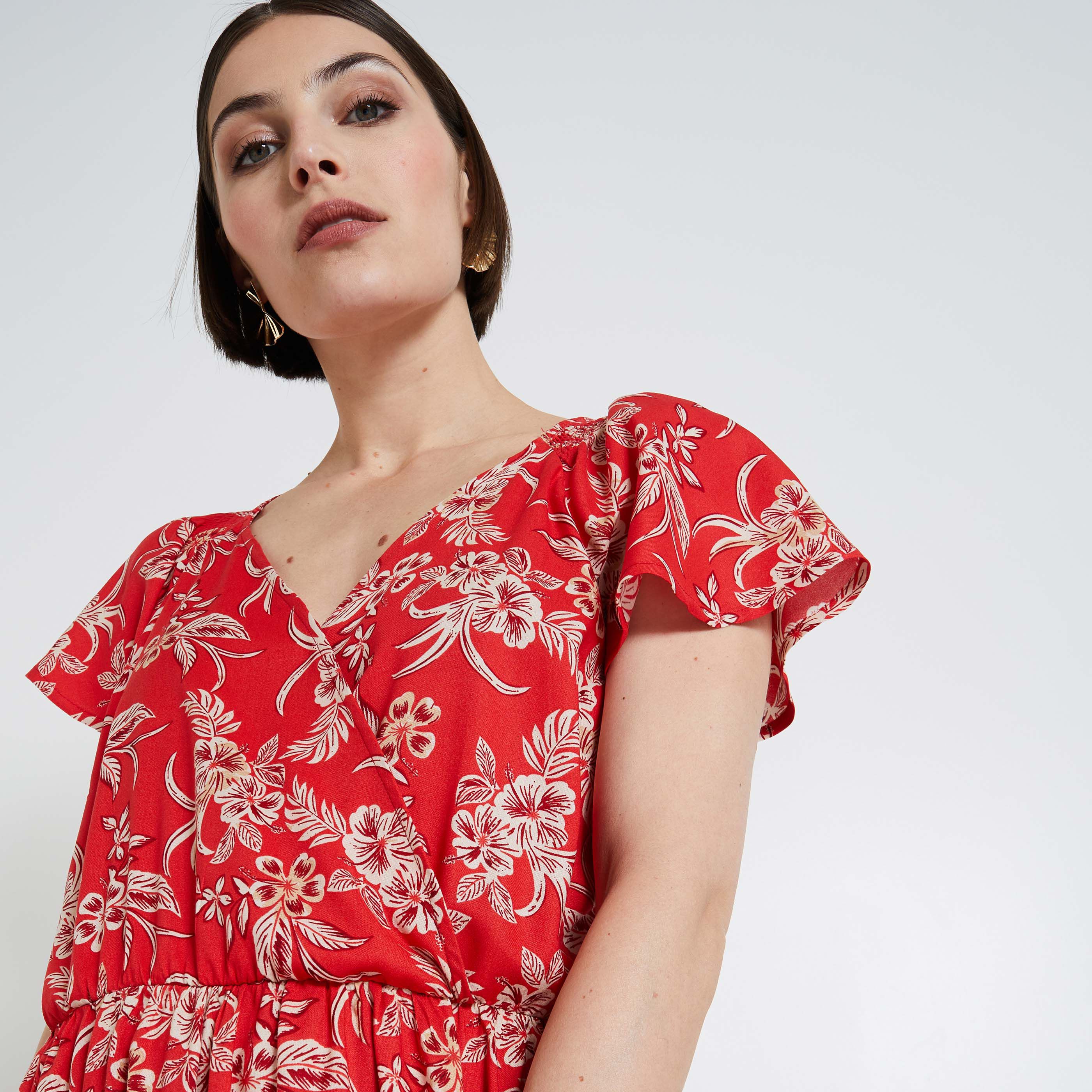 Robe longue imprim&eacute;e femme