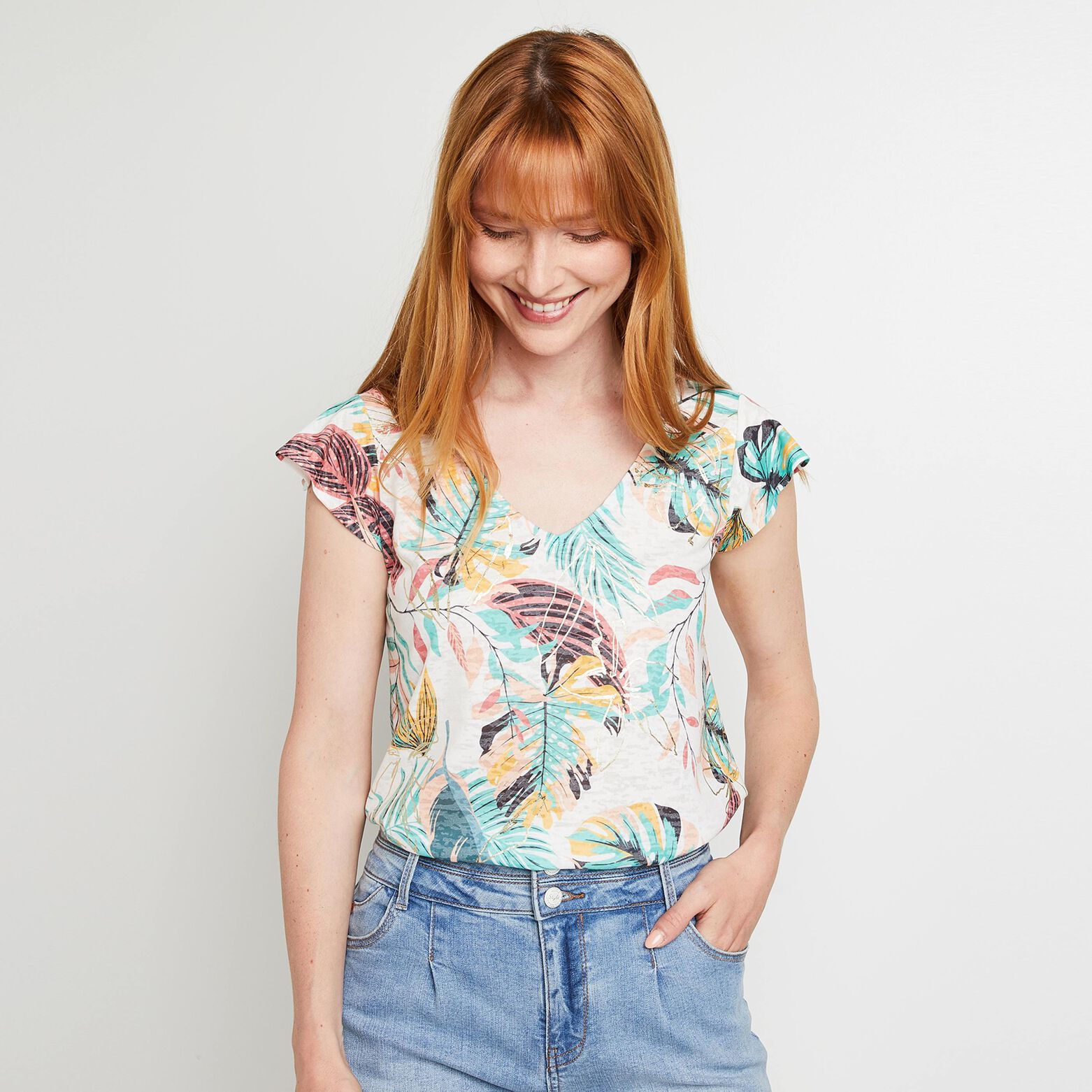 T-shirt col V femme