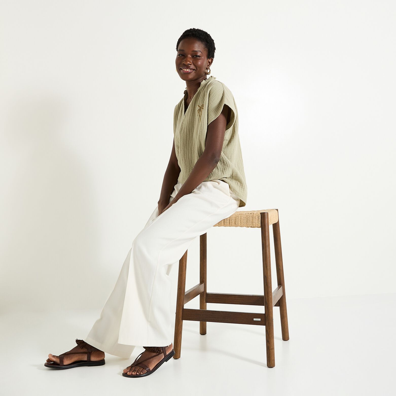 Blouse col V femme