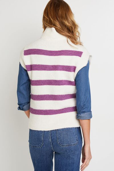 Pull sans manches rayé femme