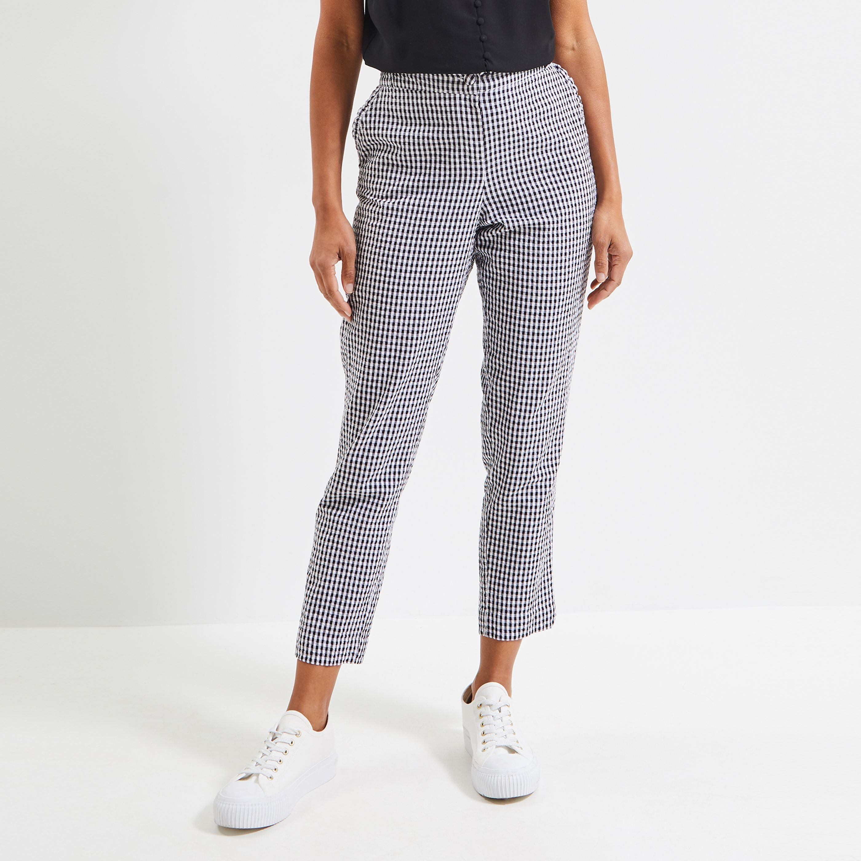 Pantalon cigarette vichy femme NOIR Graindemalice