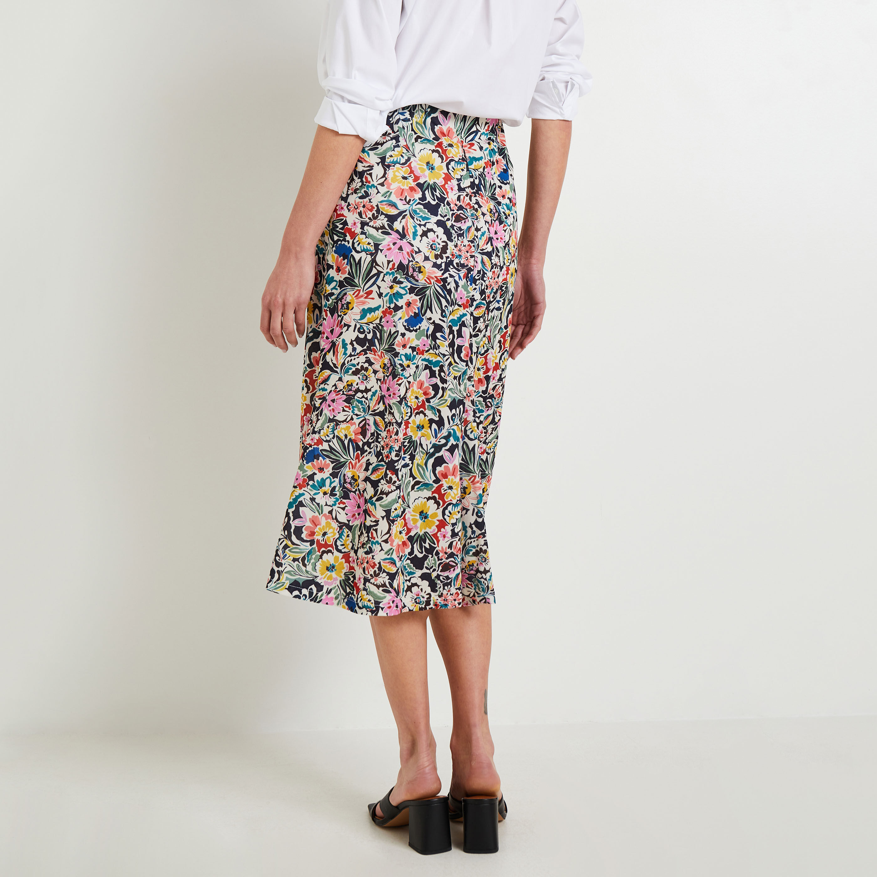 Jupe mi-longue imprim&eacute;e femme