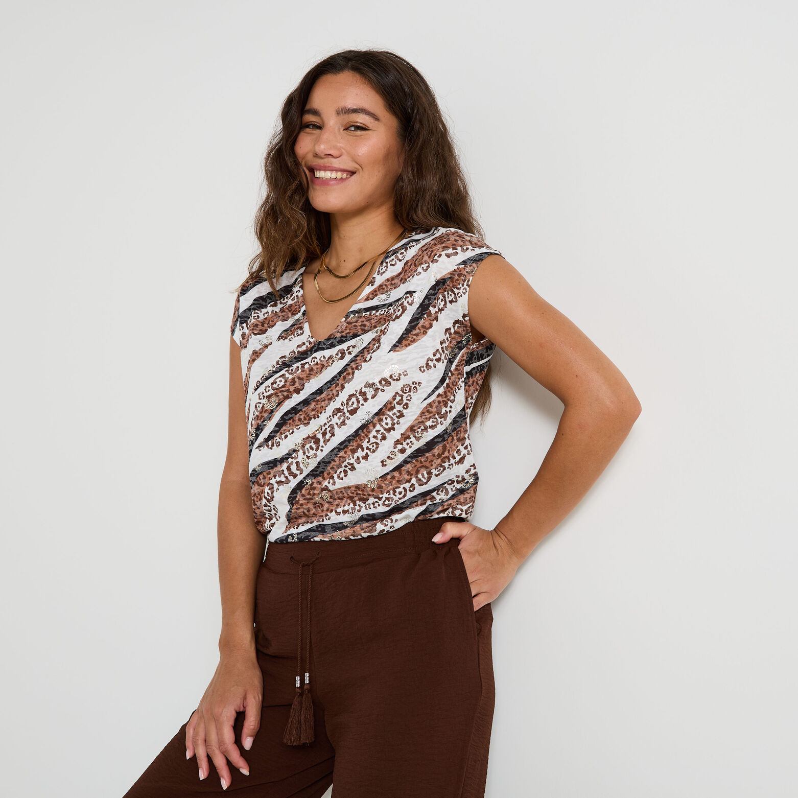 T-shirt imprimé zébré femme