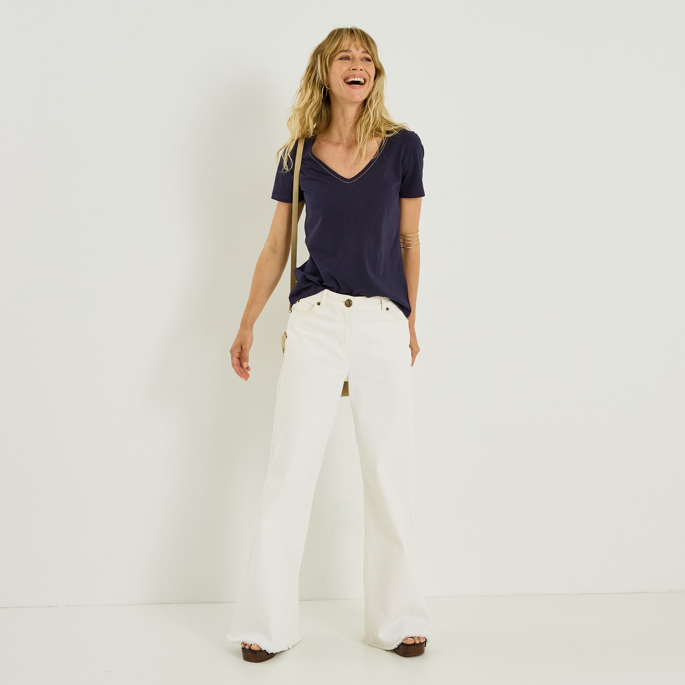 T-shirt col V femme