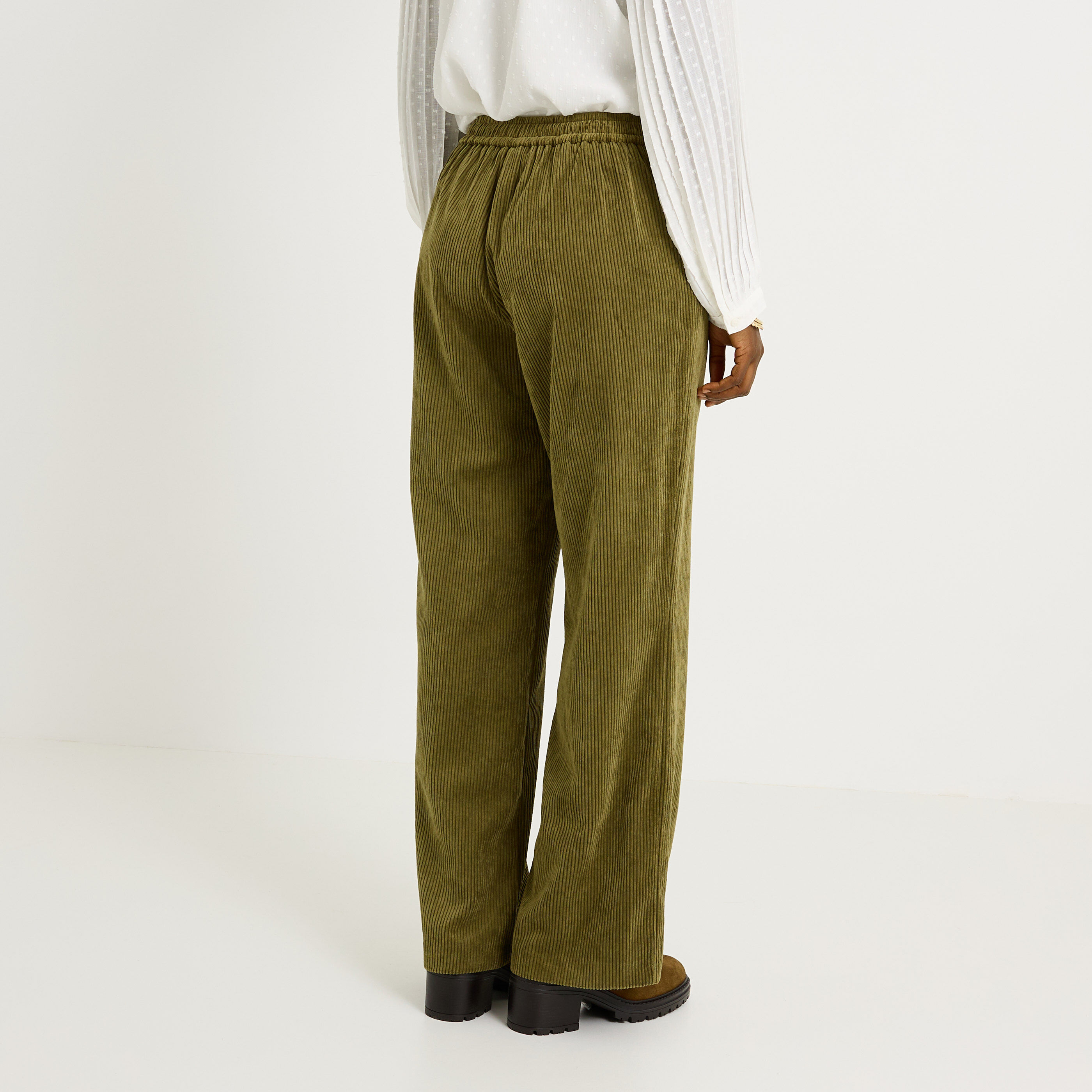 Pantalon en velours &agrave; pont femme